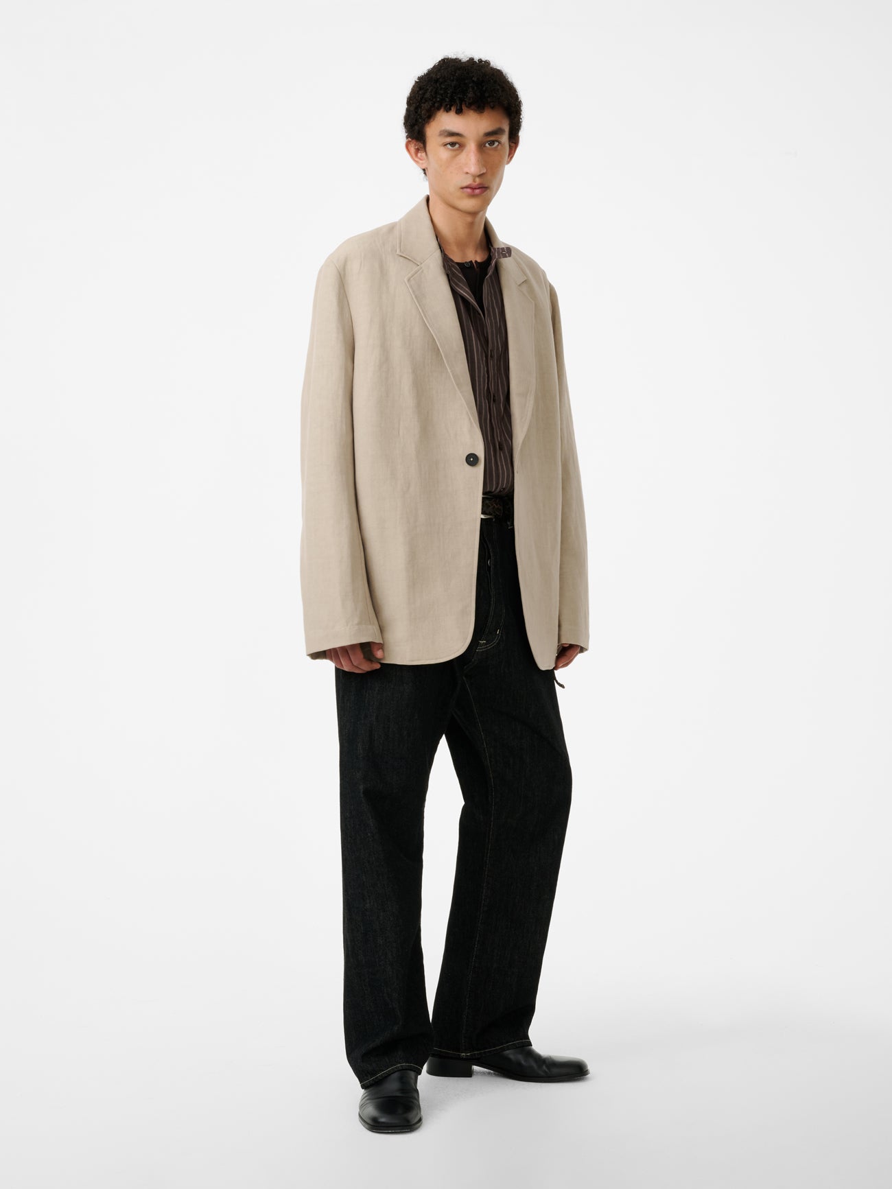 Marylebone Straight Leg Denim Pant in Black / White Weft