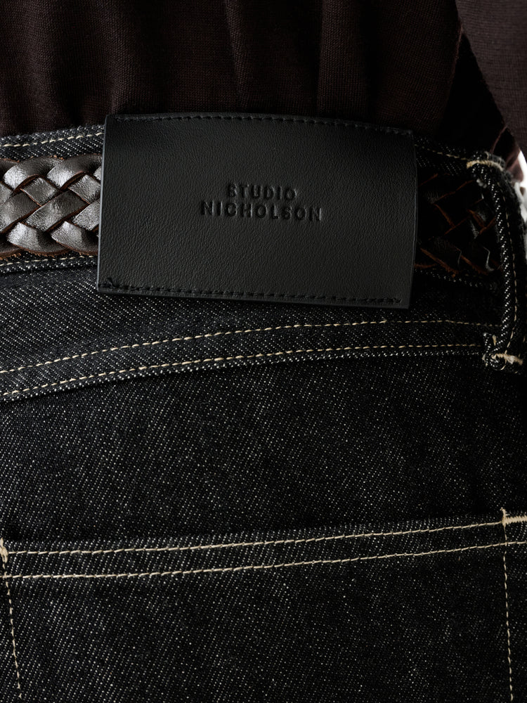 Marylebone Straight Leg Denim Pant in Black / White Weft