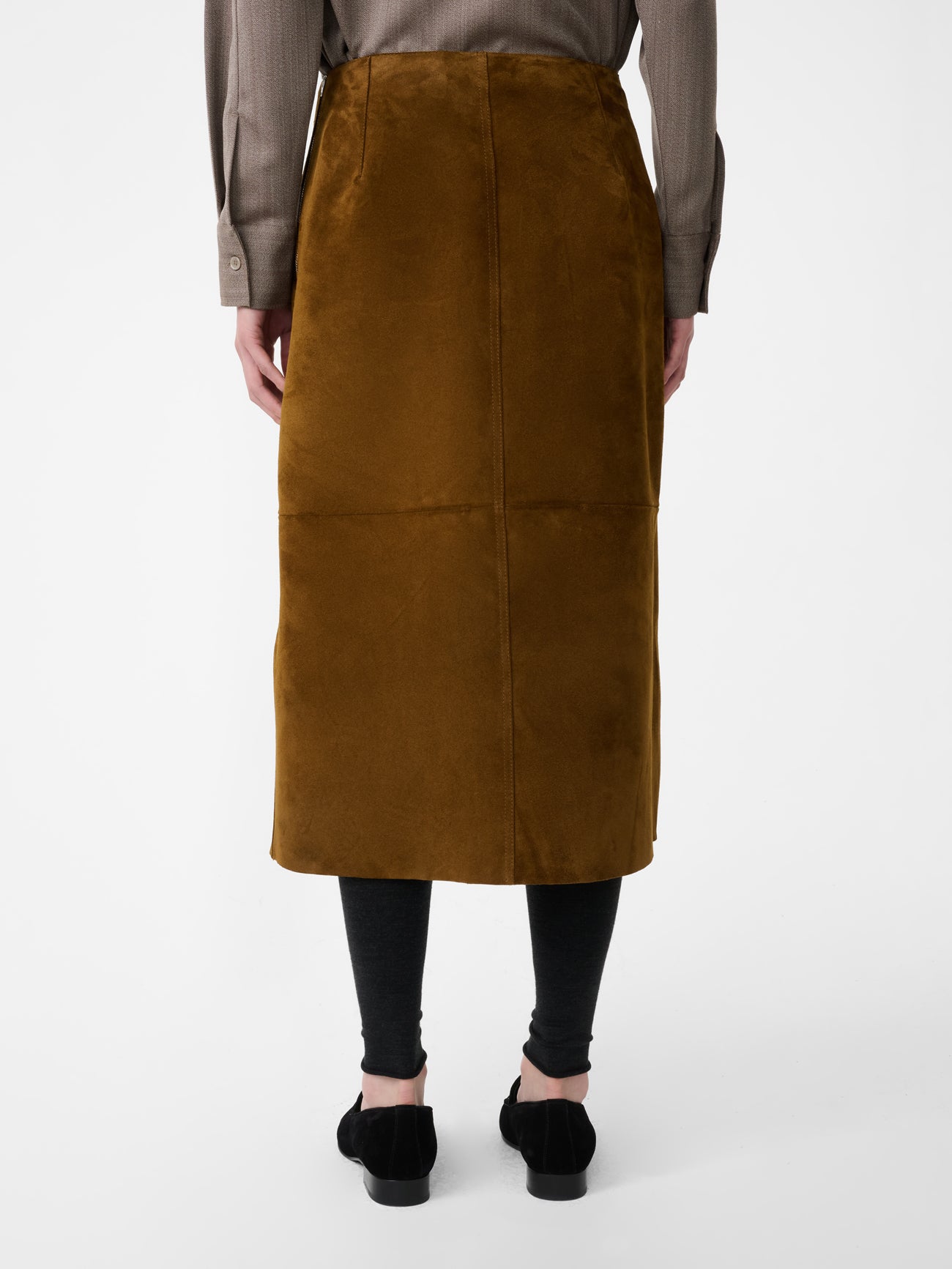 Melete Suede Skirt in Mustard