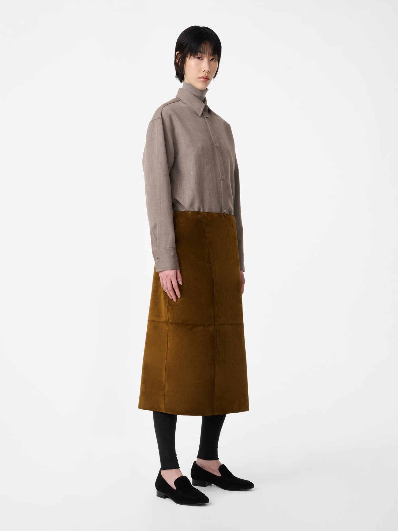Melete Suede Skirt in Mustard