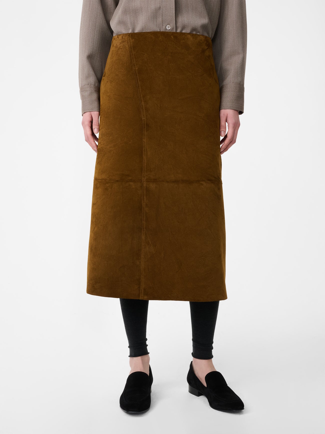Melete Suede Skirt in Mustard
