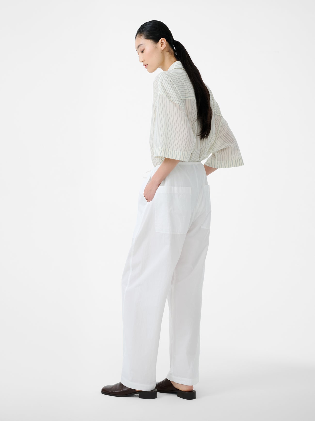 Merle Shirt in Parchment Stripe - Studio Nicholson