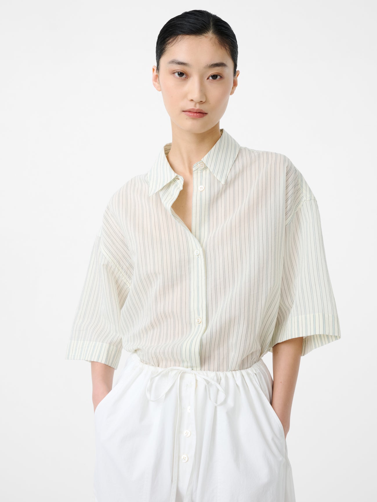 Merle Shirt in Parchment Stripe - Studio Nicholson