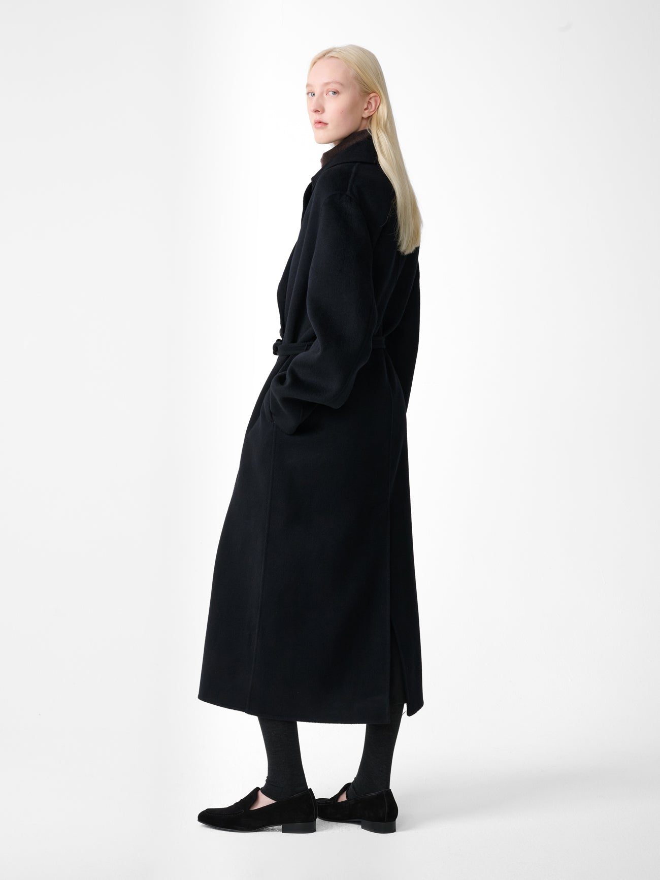 Mori Wool Coat in Darkest Navy