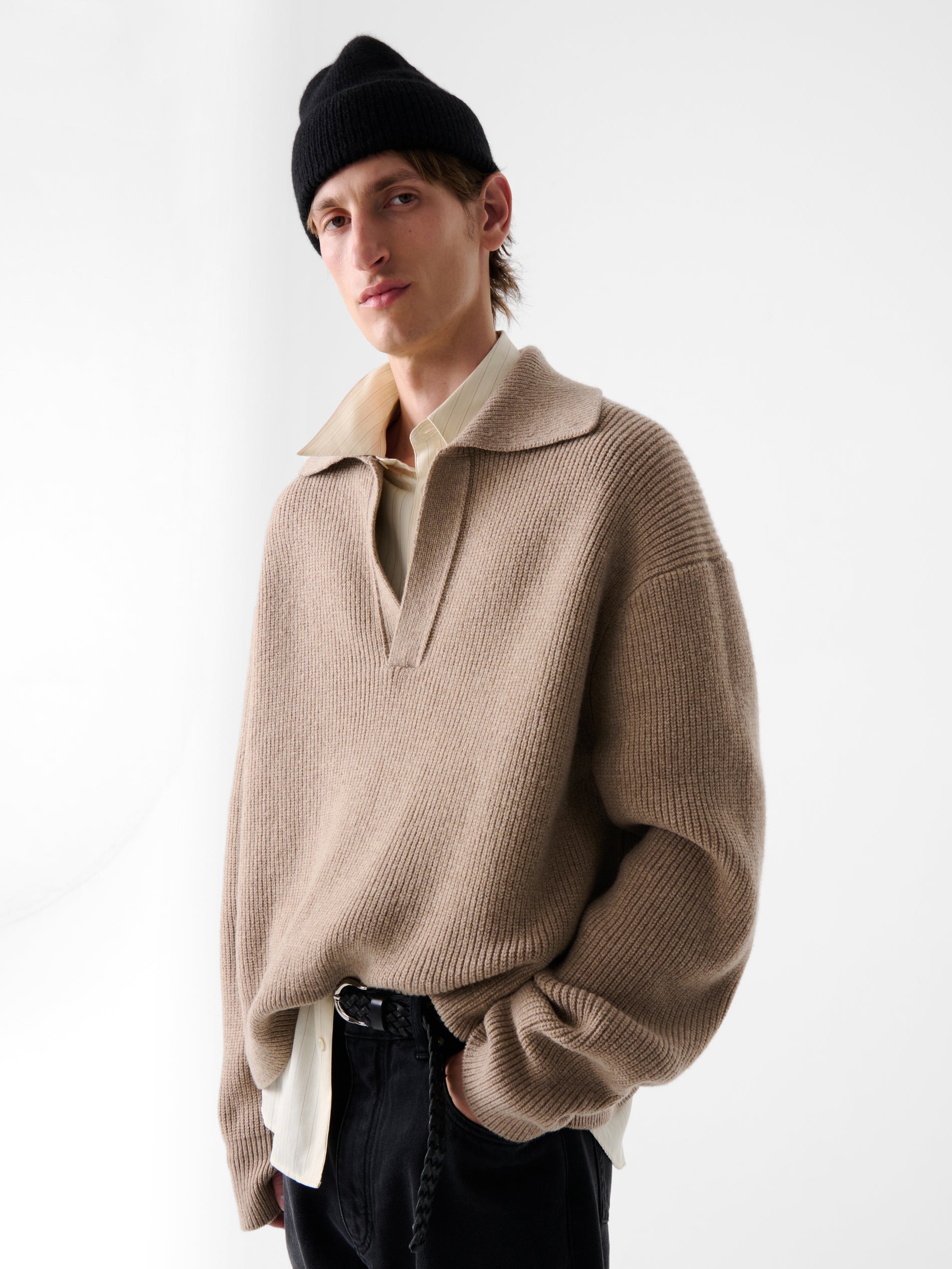 Nash Knit Polo in Oatmeal