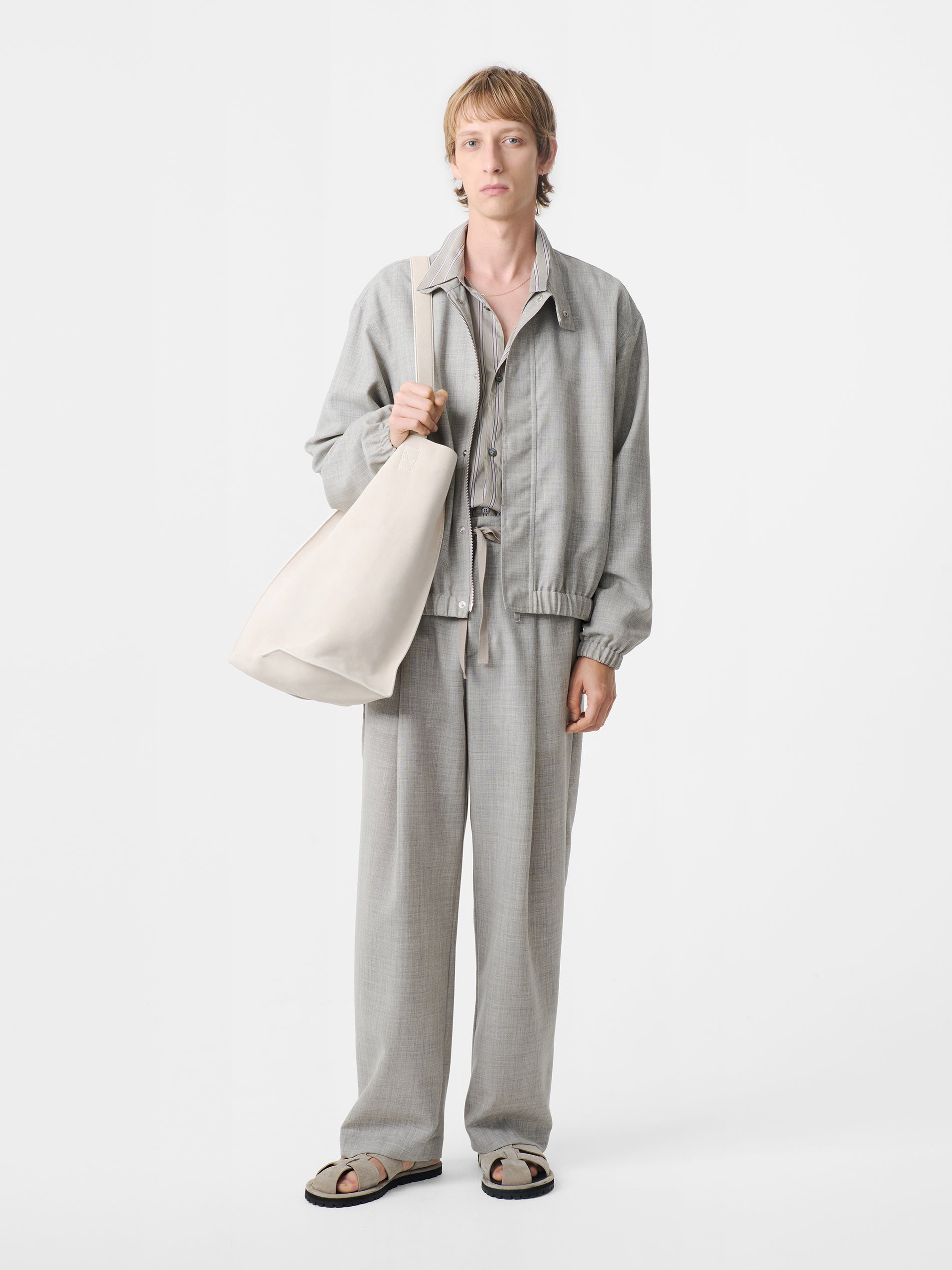Noam Tropical Wool Pant in Ice Melange