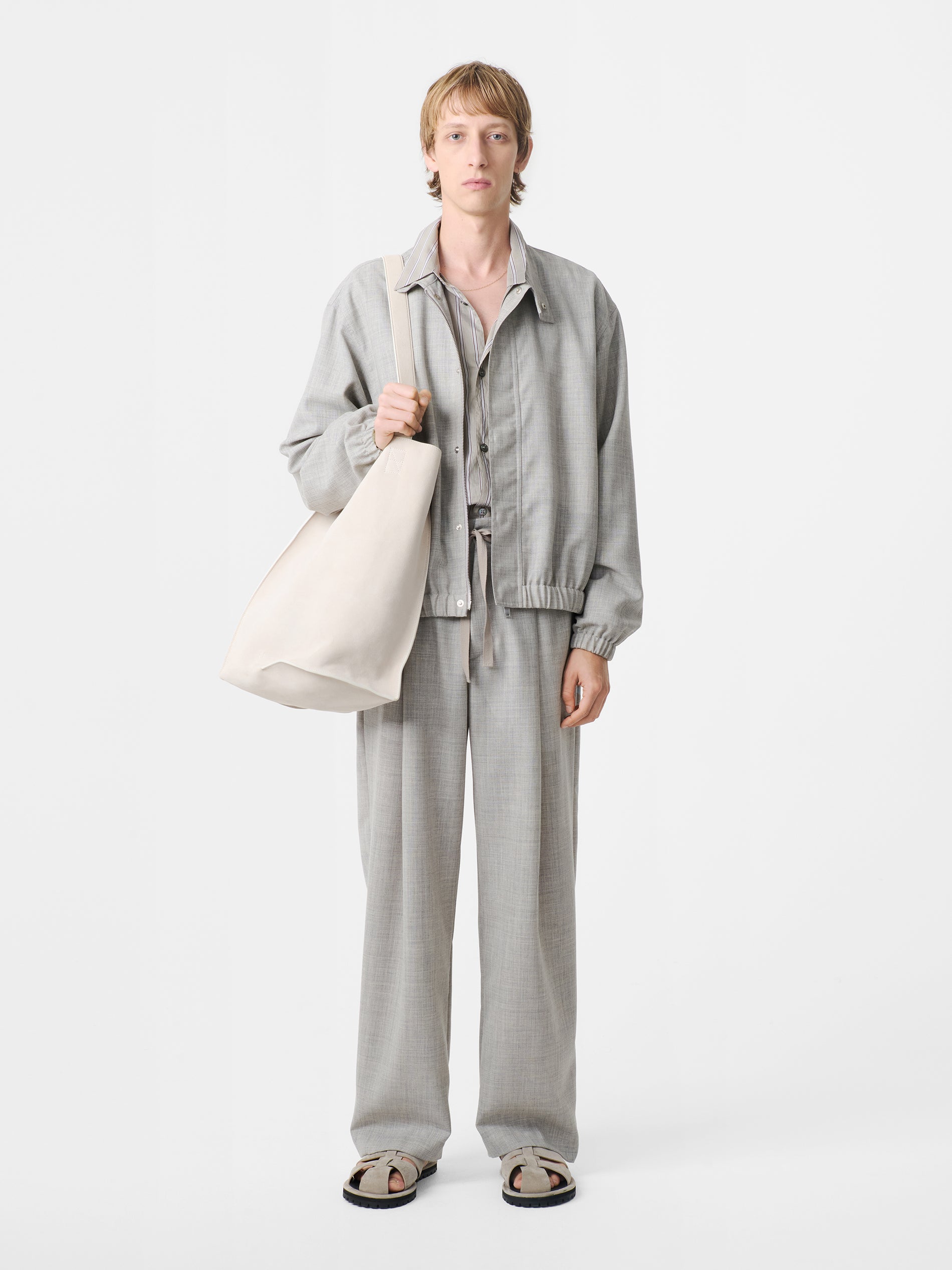 Noam Tropical Wool Pant in Ice Melange