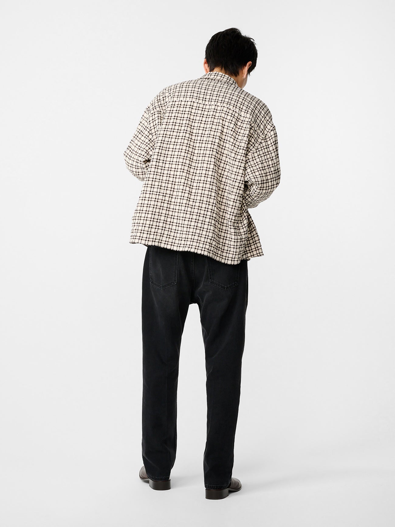 Nostra Shirt in Canvas / Black Check - Studio Nicholson