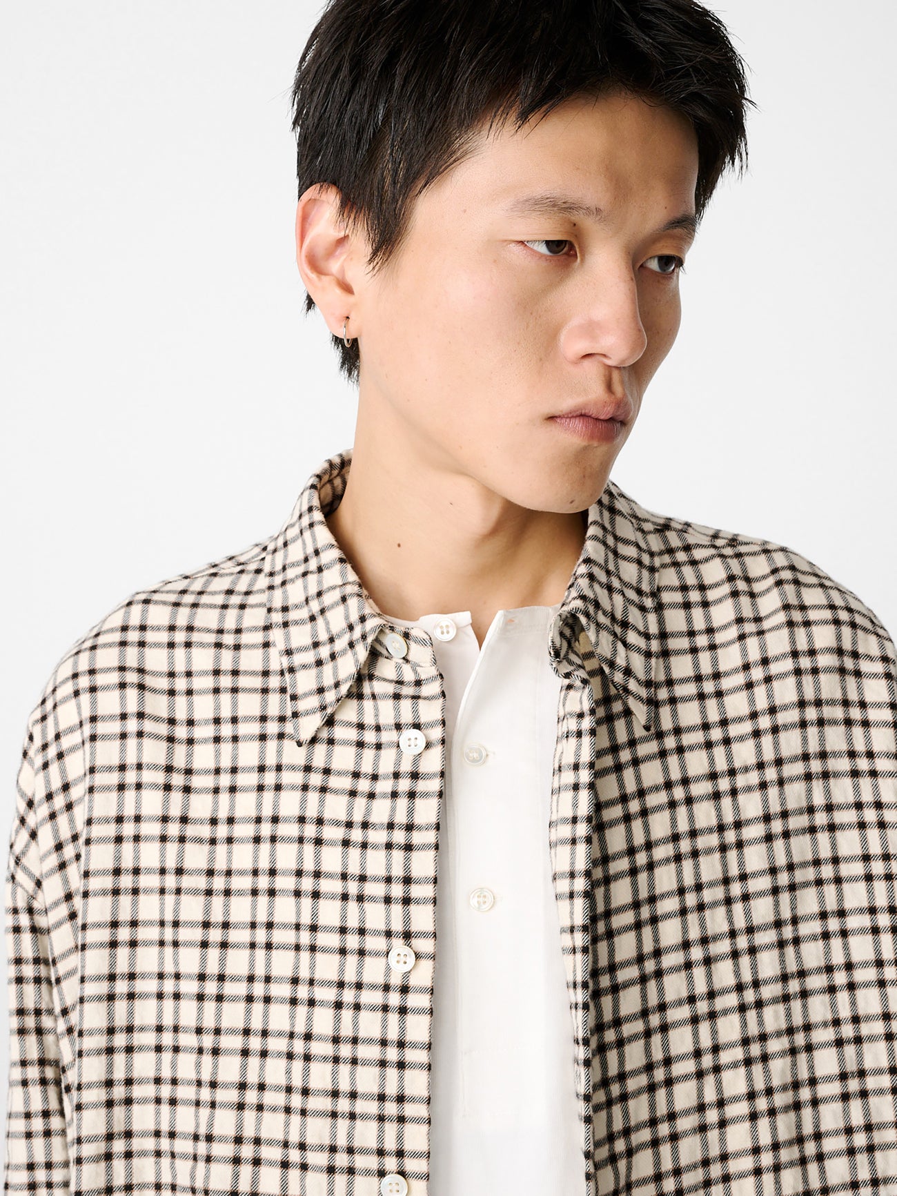 Nostra Shirt in Canvas / Black Check - Studio Nicholson