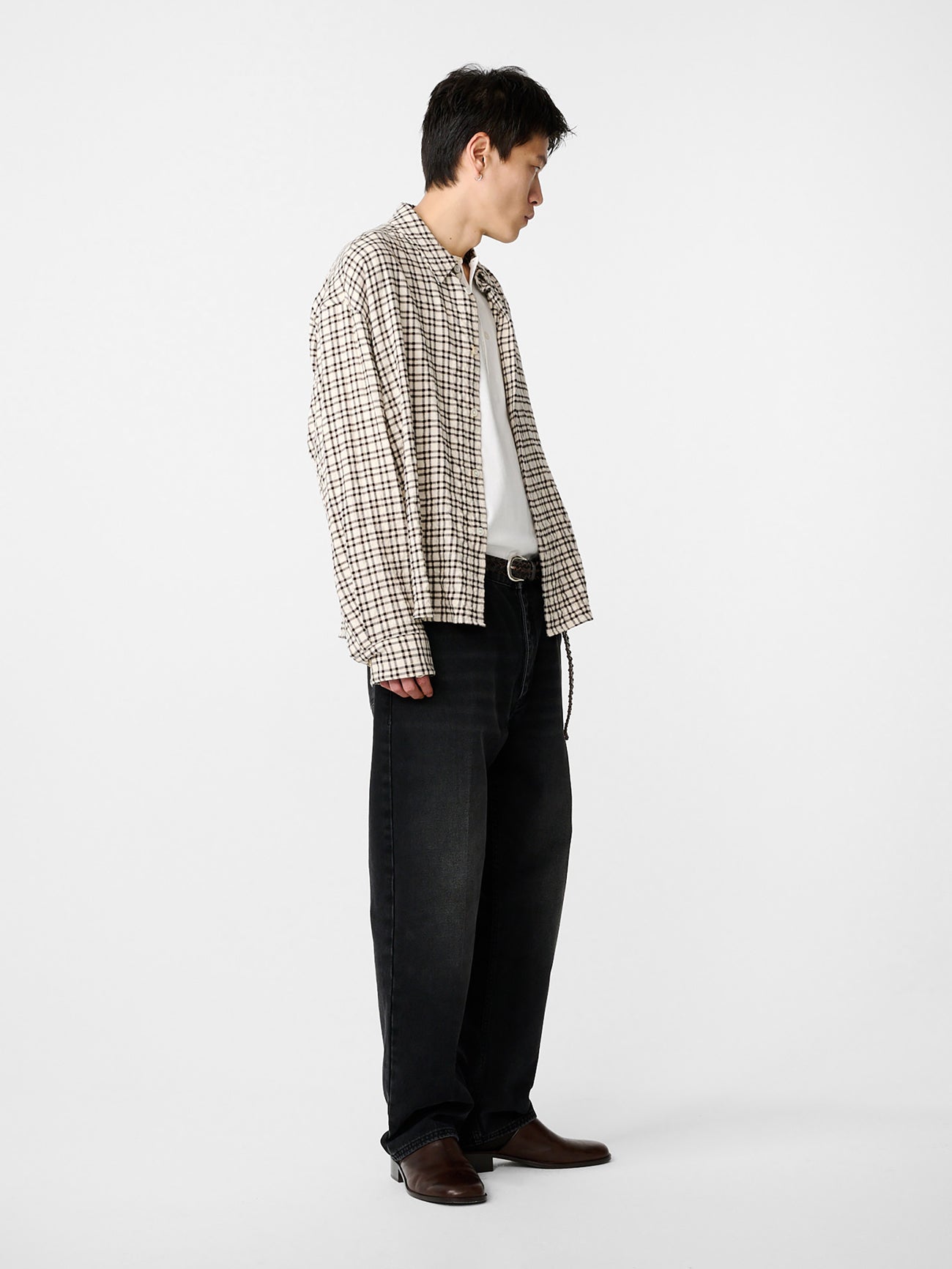 Nostra Shirt in Canvas / Black Check - Studio Nicholson