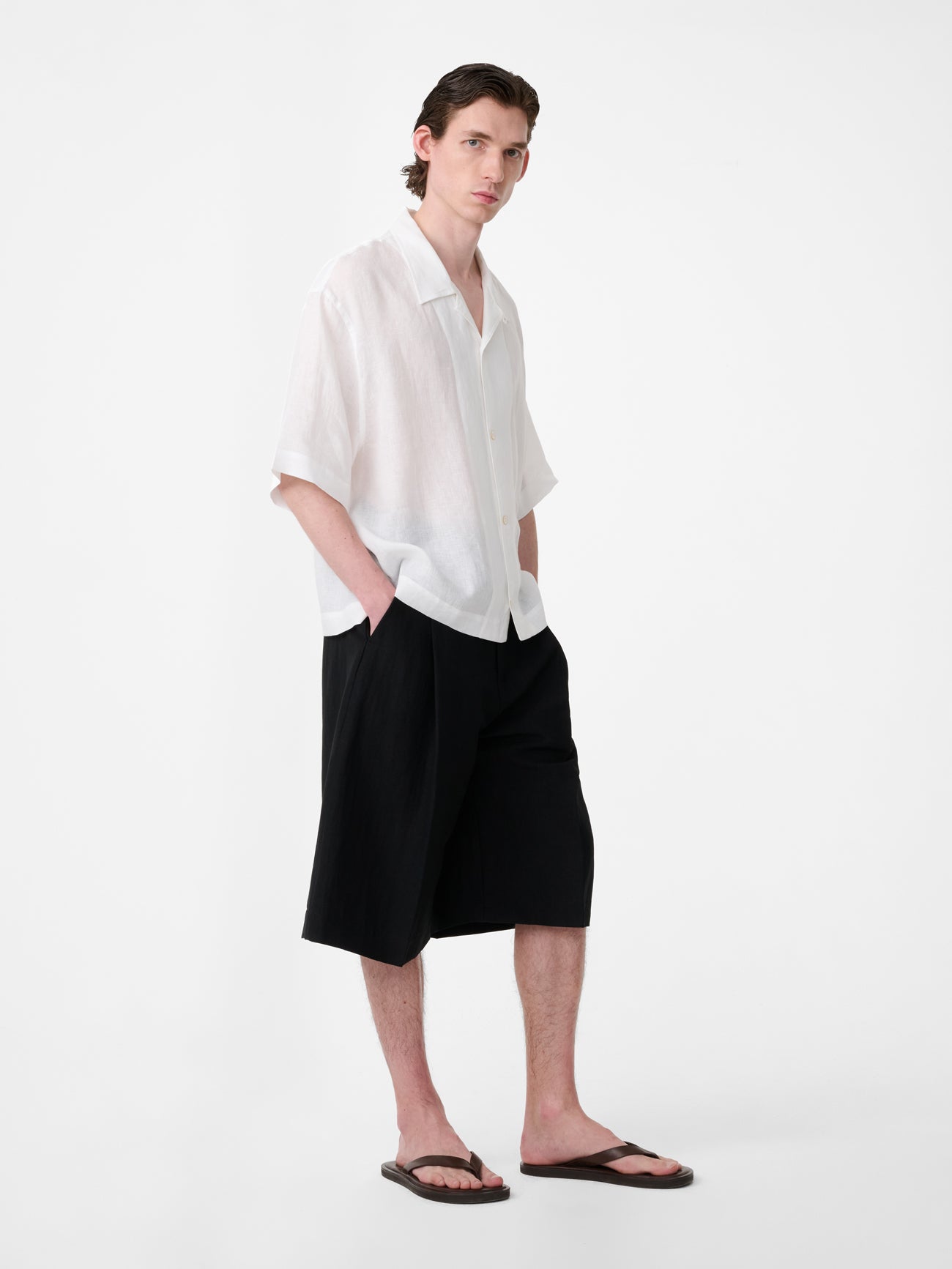 Oryn Short Sleeve Linen Shirt in Milk