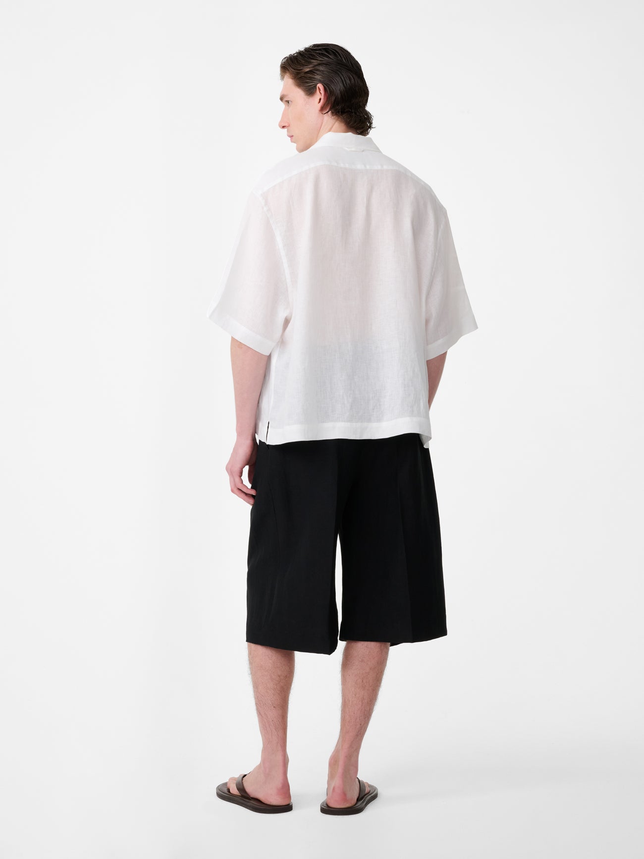 Oryn Short Sleeve Linen Shirt in Milk