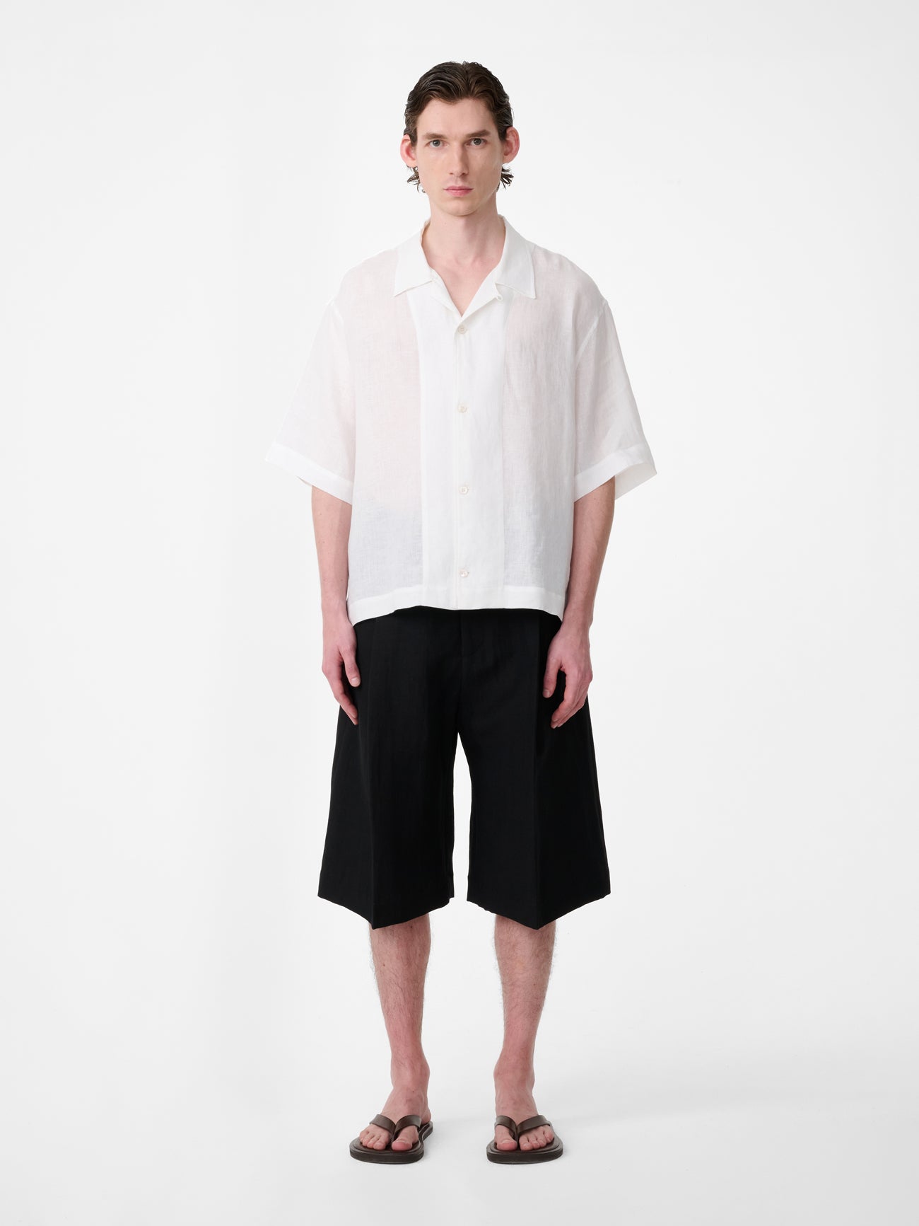 Oryn Short Sleeve Linen Shirt in Milk
