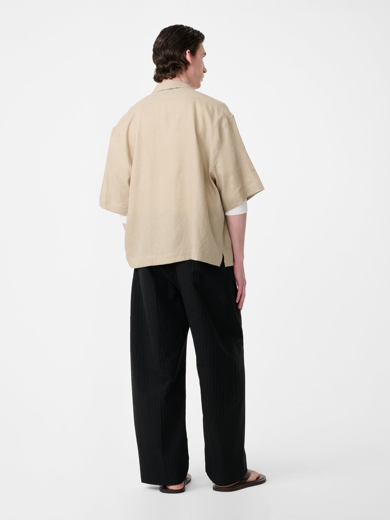 Oryn Short Sleeve Linen Shirt in Sand