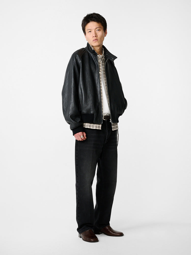 Over Leather Jacket in Black