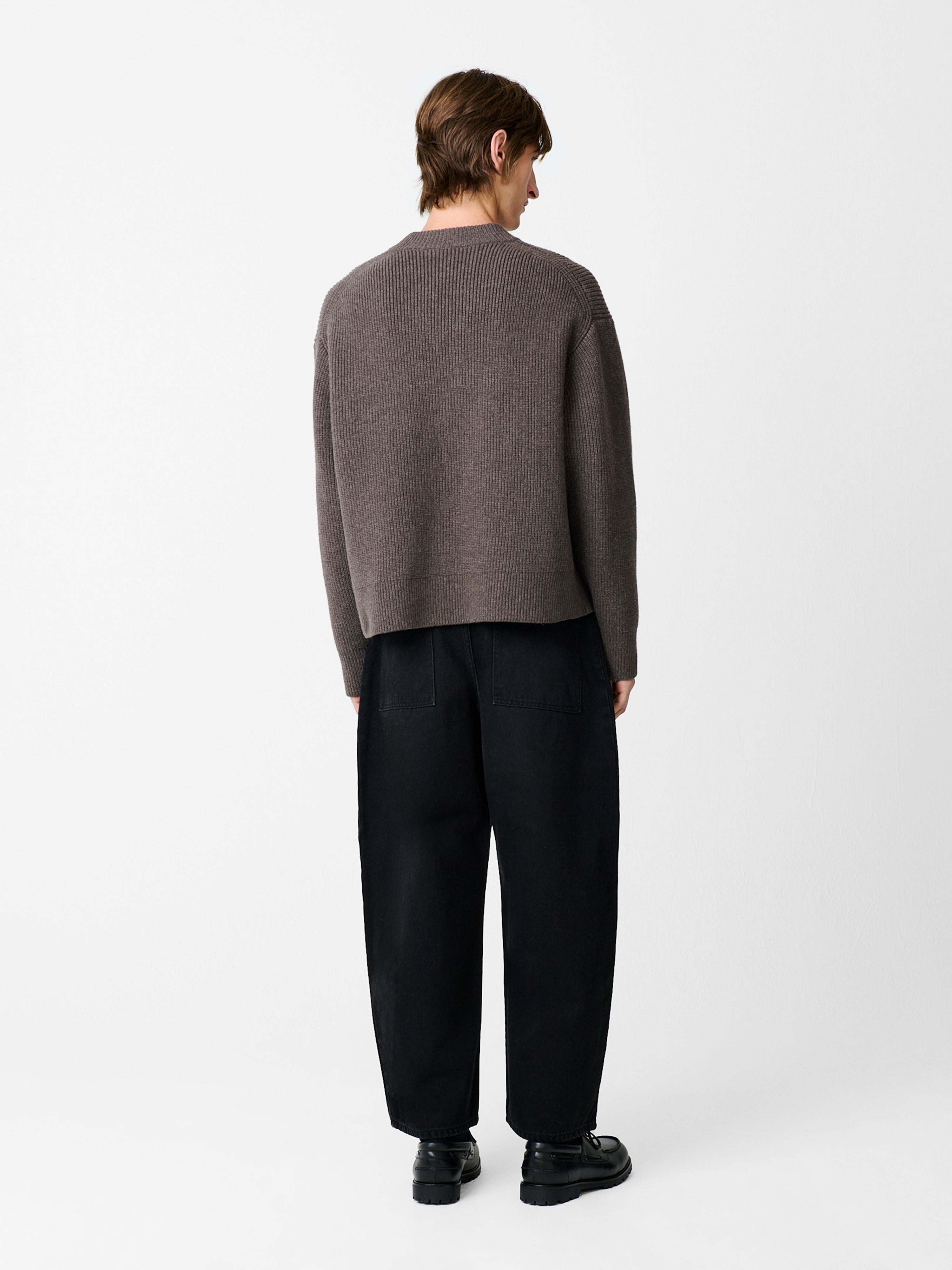 パンツ STUDIO NICHOLSON PAOLO SNM-1023 BLACK Paolo Denim Pant in Washed Black | Wide Leg Jeans | Unisex