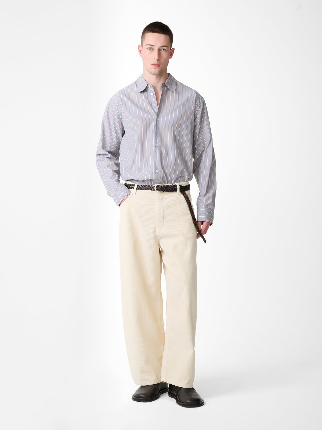 Paolo Corduroy Wide Leg Pant in Panna