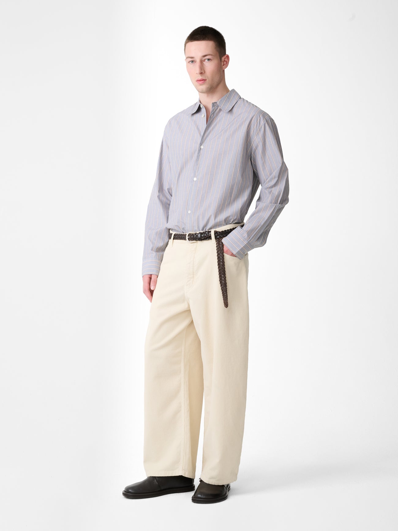 Paolo Corduroy Wide Leg Pant in Panna