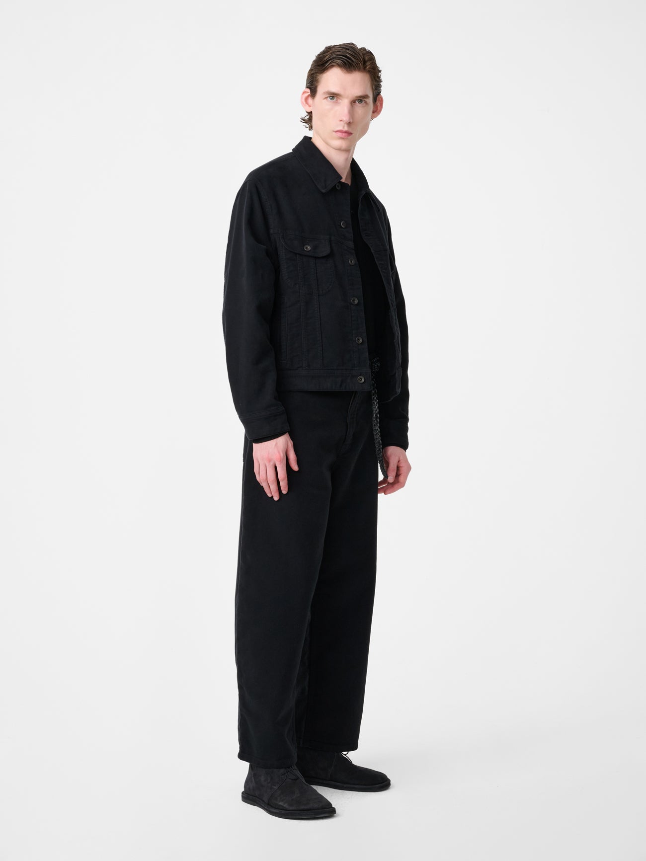 Paolo Moleskin Wide Leg Pant in Black