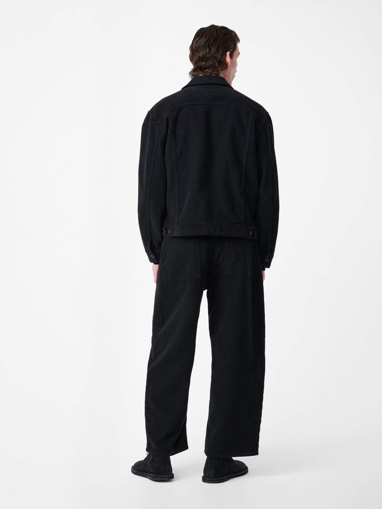 Paolo Moleskin Wide Leg Pant in Black