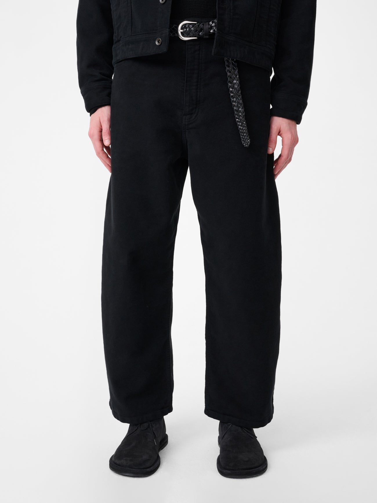 Paolo Moleskin Wide Leg Pant in Black