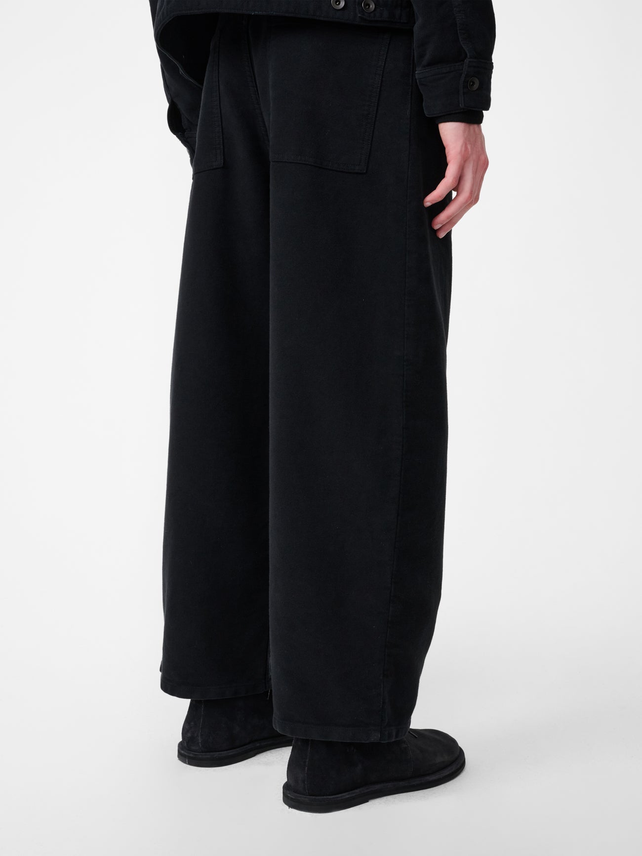 Paolo Moleskin Wide Leg Pant in Black