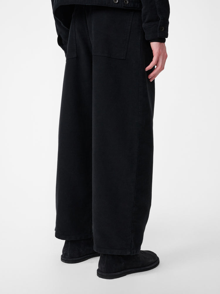 Paolo Moleskin Wide Leg Pant in Black