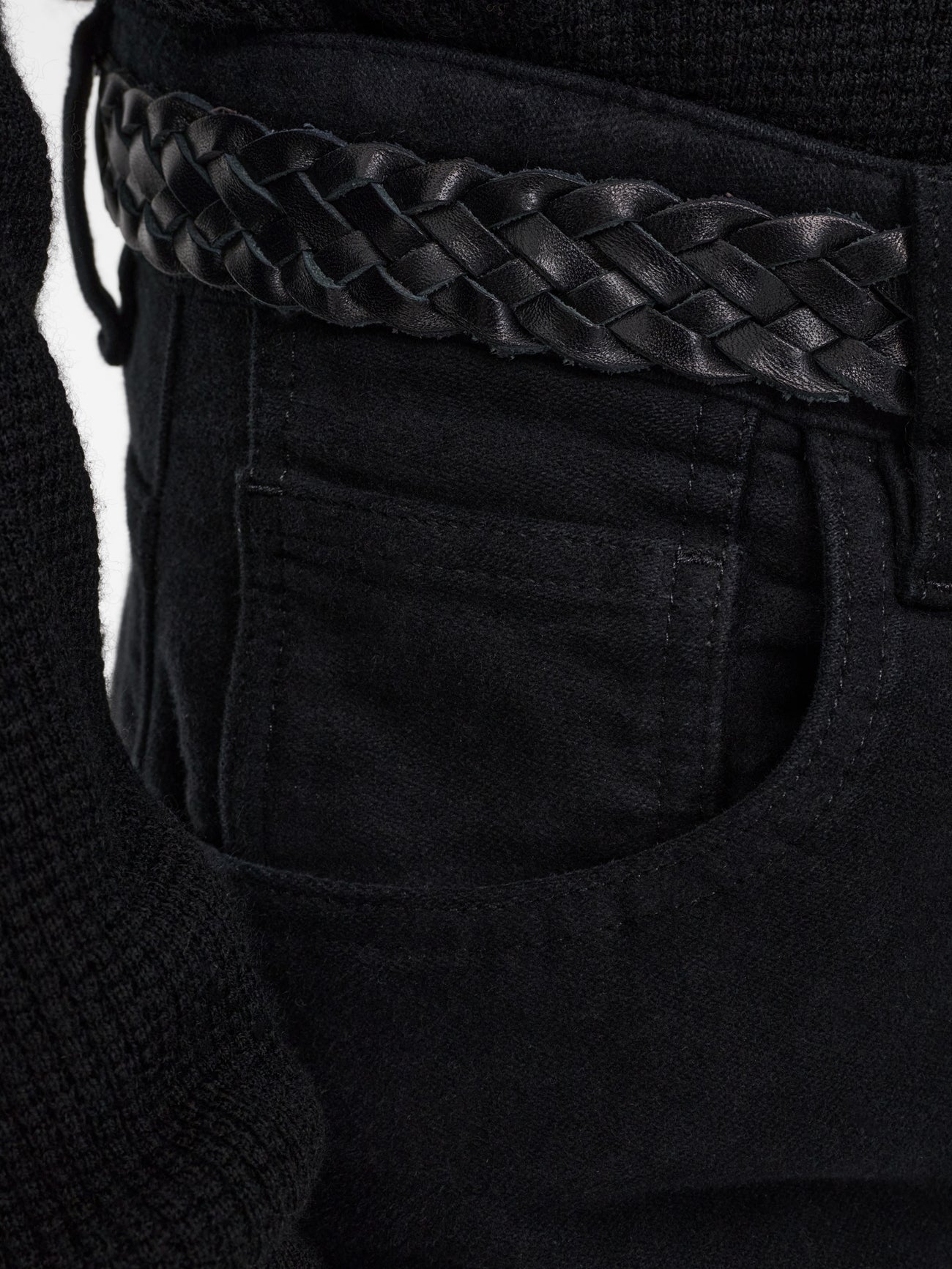 Paolo Moleskin Wide Leg Pant in Black