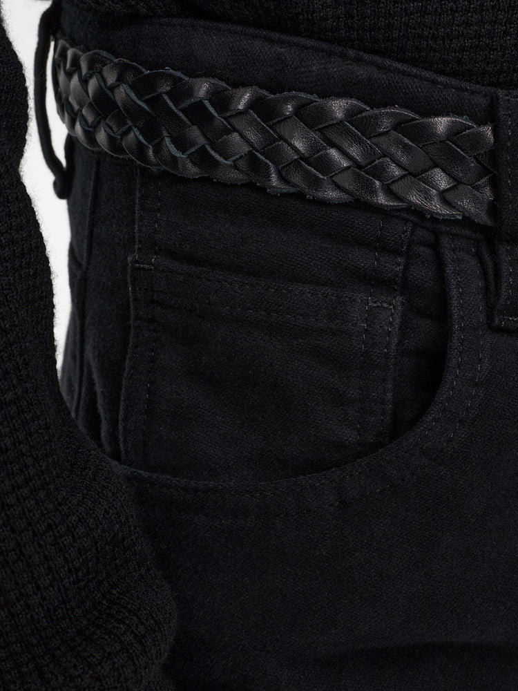 Paolo Moleskin Wide Leg Pant in Black