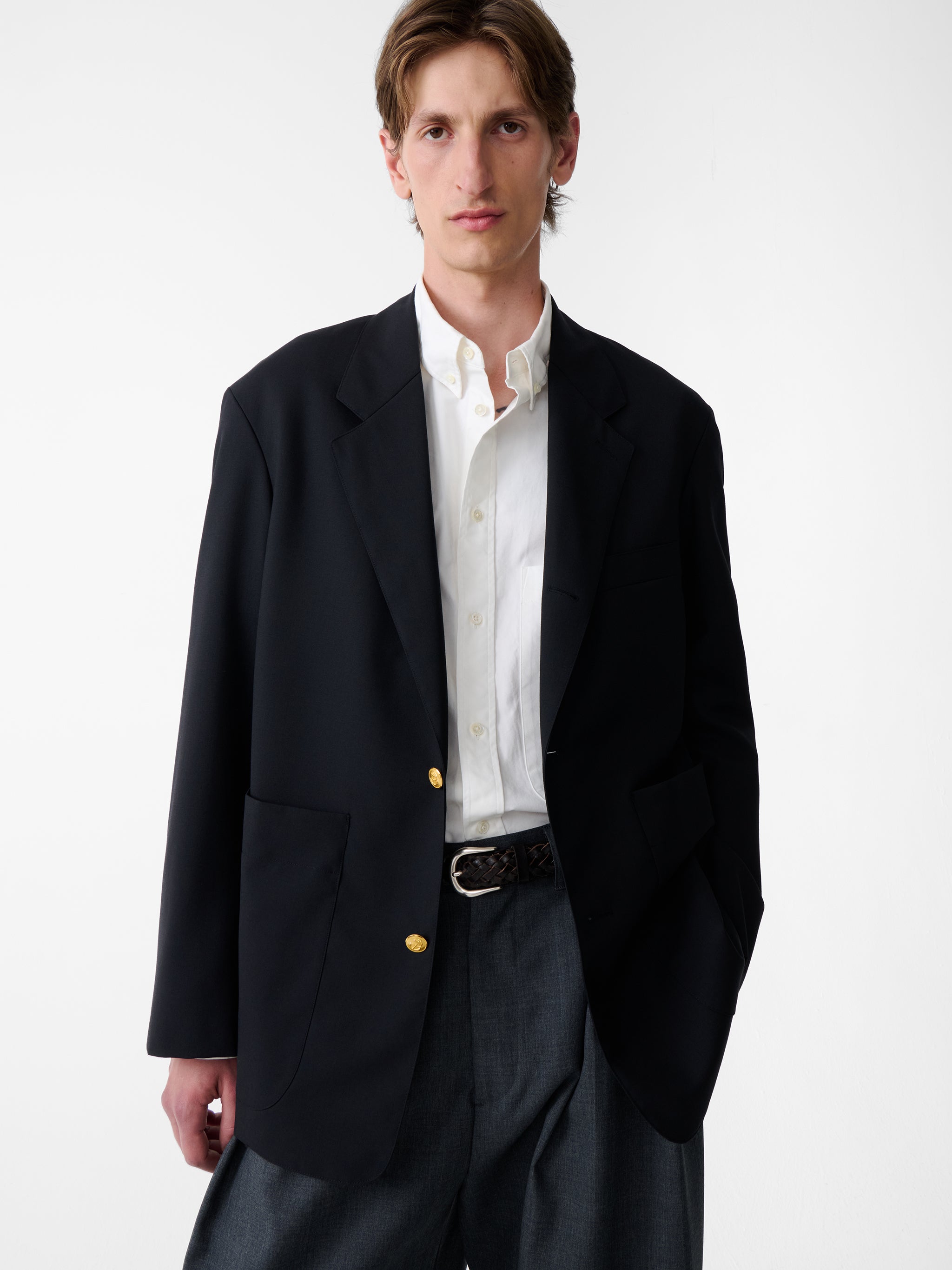 SN X BEAMS Plus Paul Tropical Wool Jacket in Darkest Navy – Studio