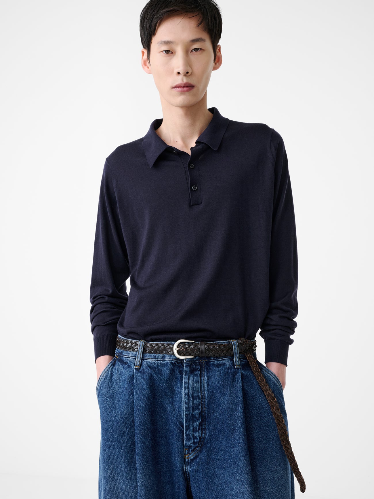 Pilote Knit Polo in Dark Navy – Studio Nicholson