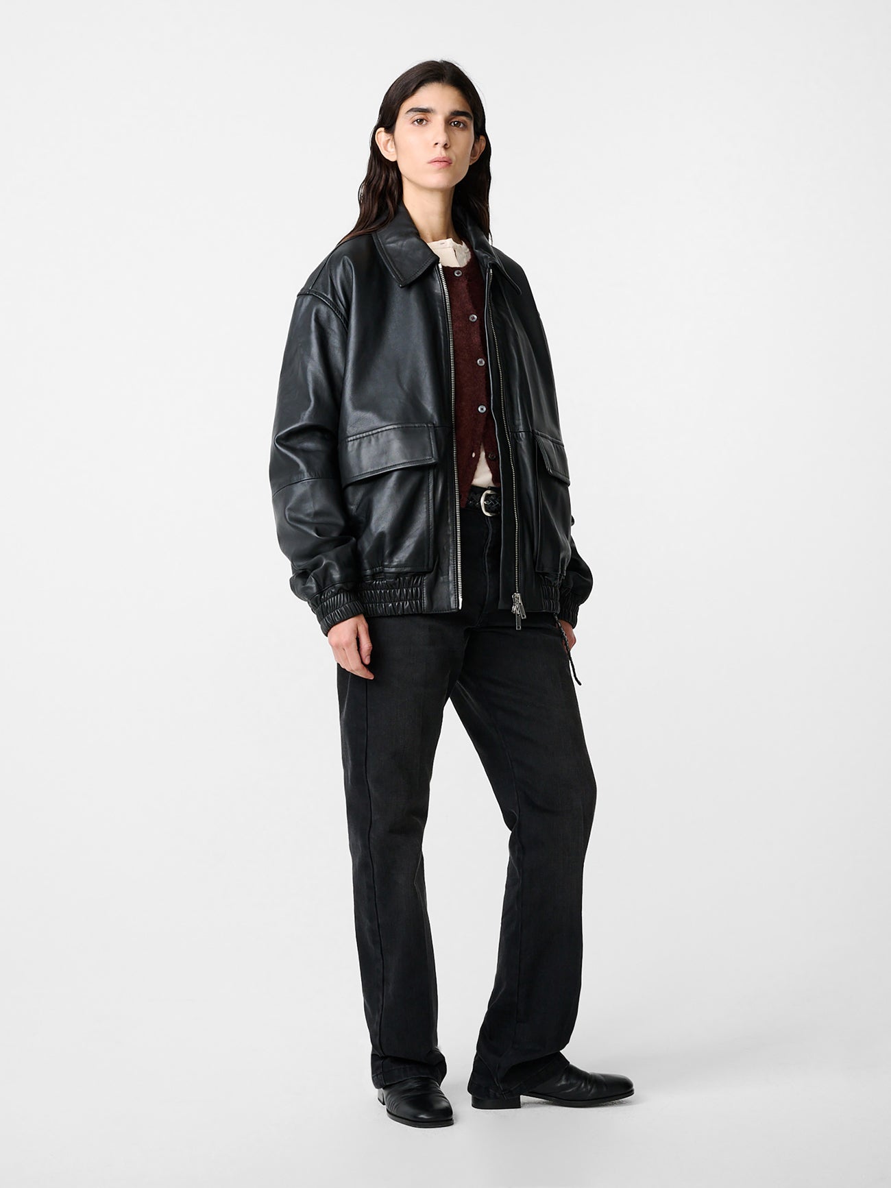 Piston Leather Jacket in Black - Studio Nicholson