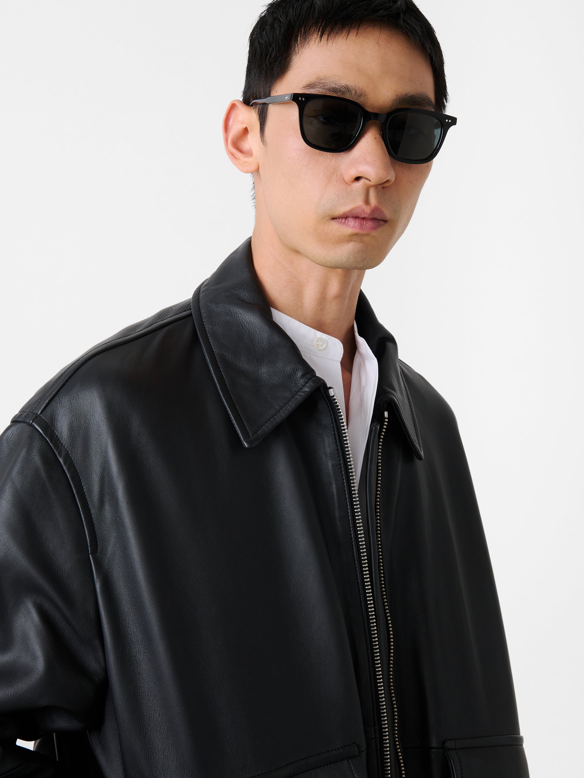 Piston Leather Jacket in Black - Studio Nicholson