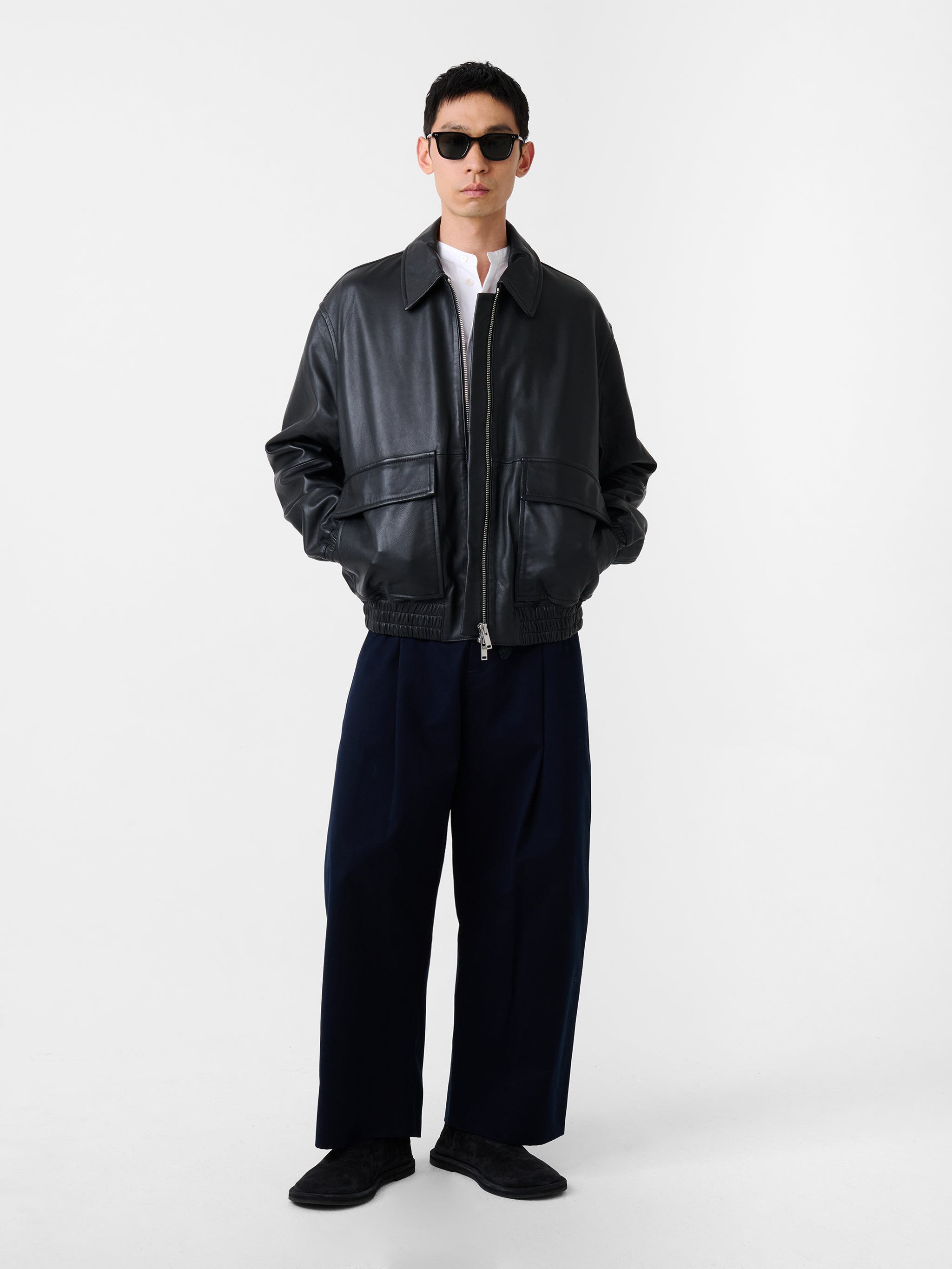Piston Leather Jacket in Black– Studio Nicholson