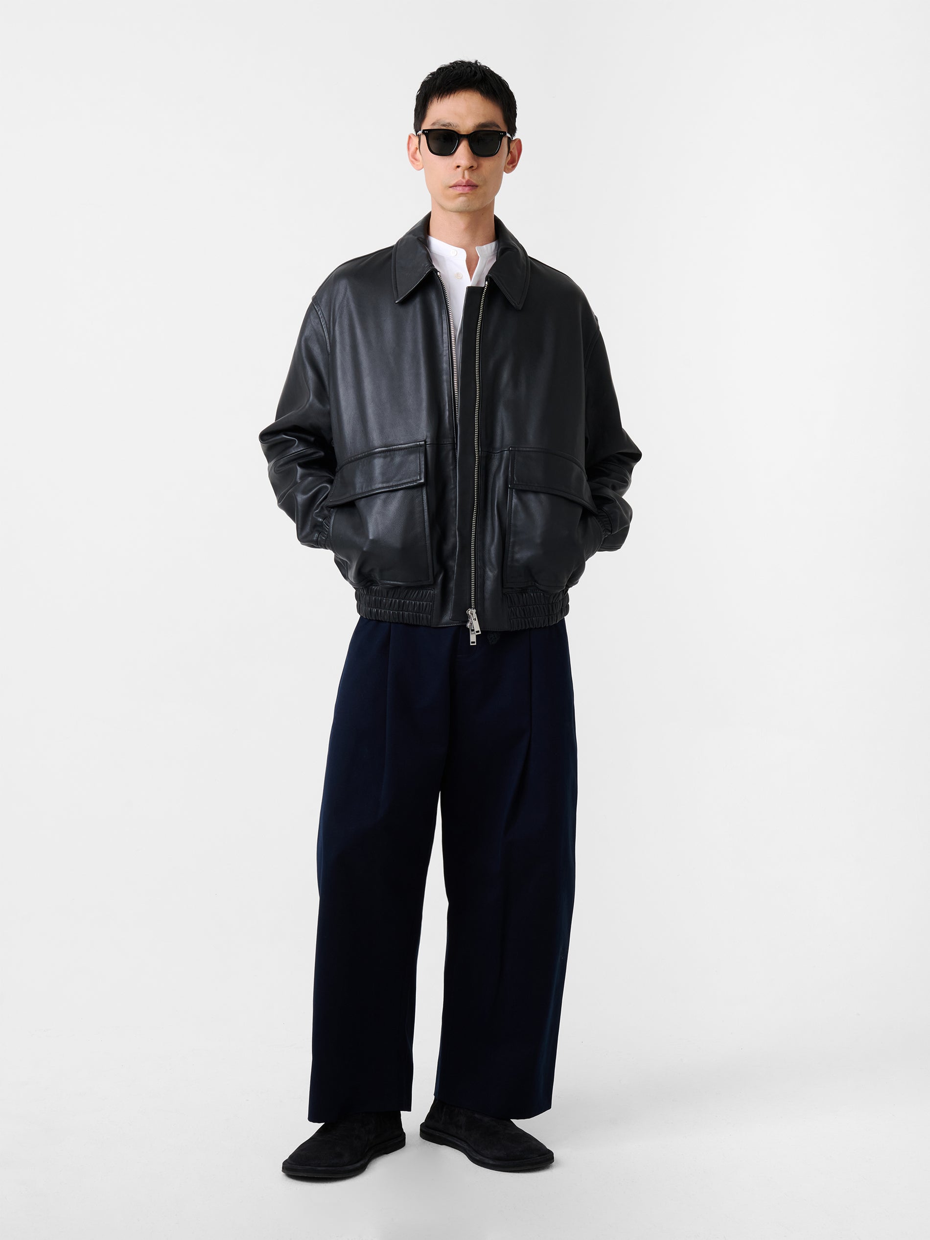 Piston Leather Jacket in Black - Studio Nicholson