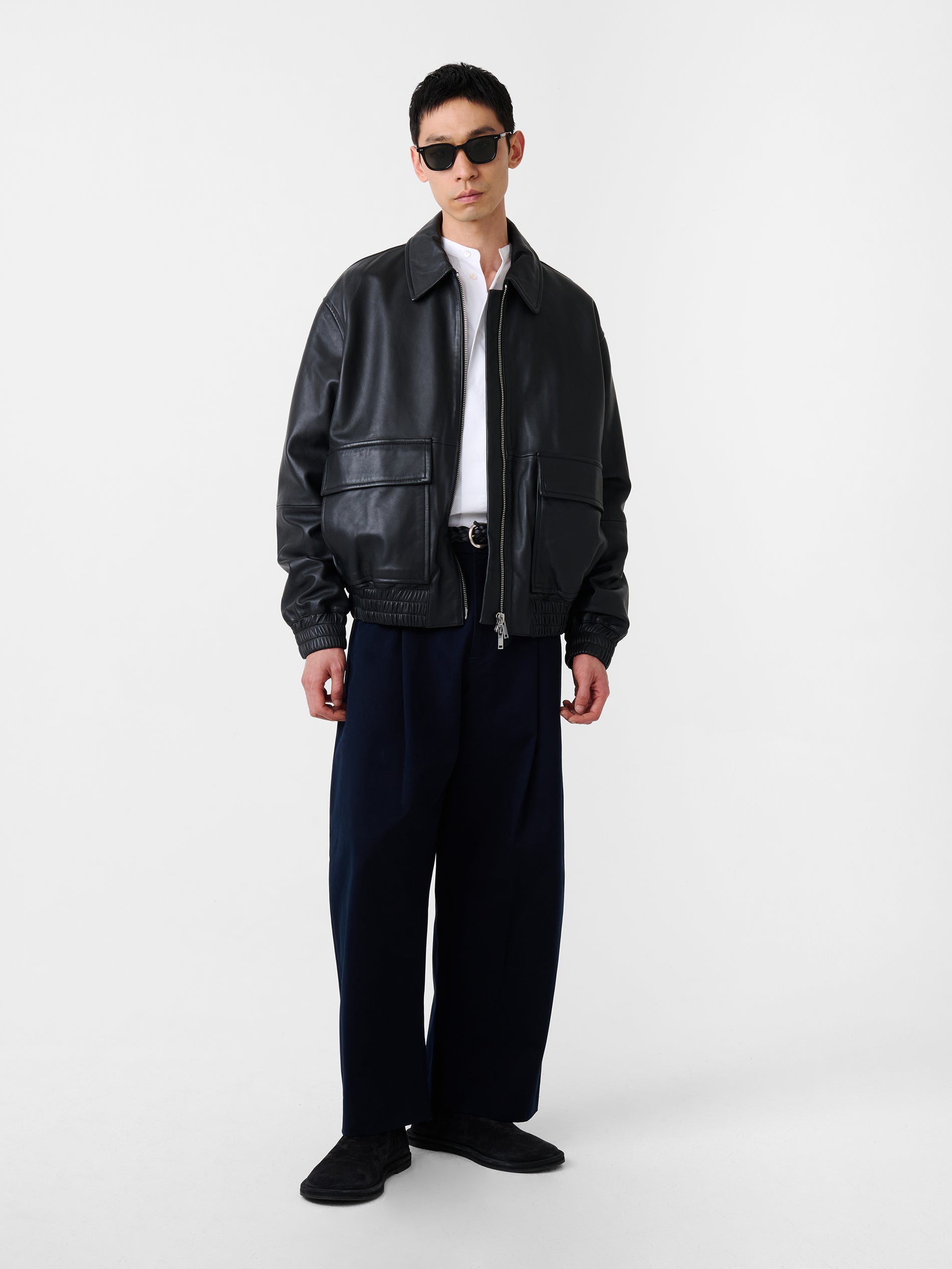 Piston Leather Jacket in Black - Studio Nicholson