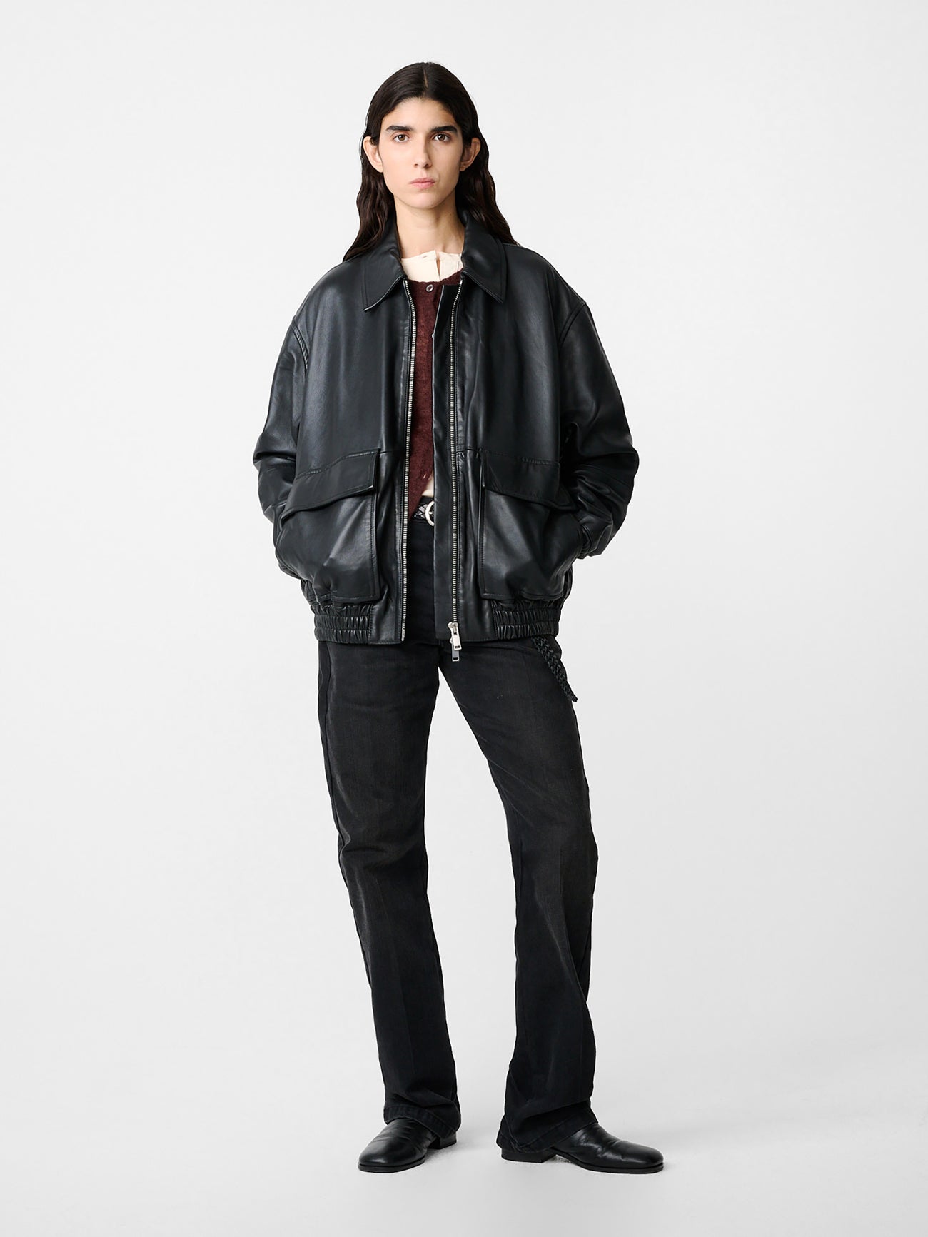 Piston Leather Jacket in Black - Studio Nicholson