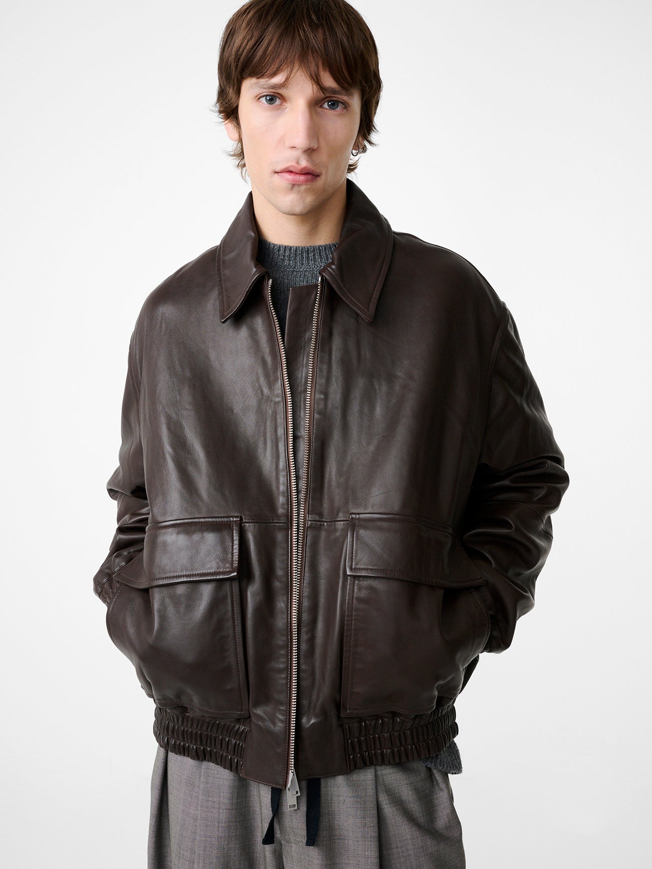 Piston Leather Jacket in Brown – Studio Nicholson