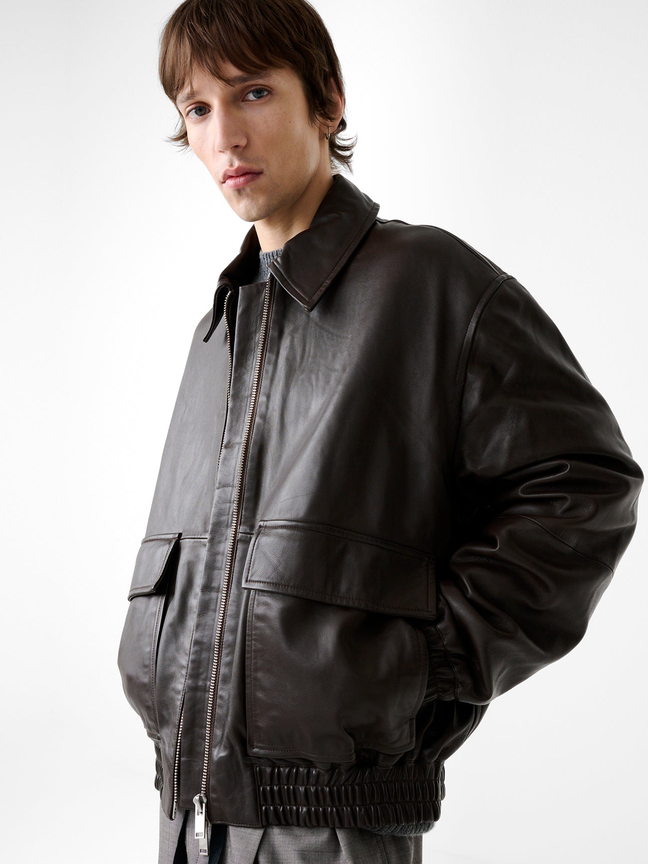 Piston Leather Jacket in Brown - Studio Nicholson