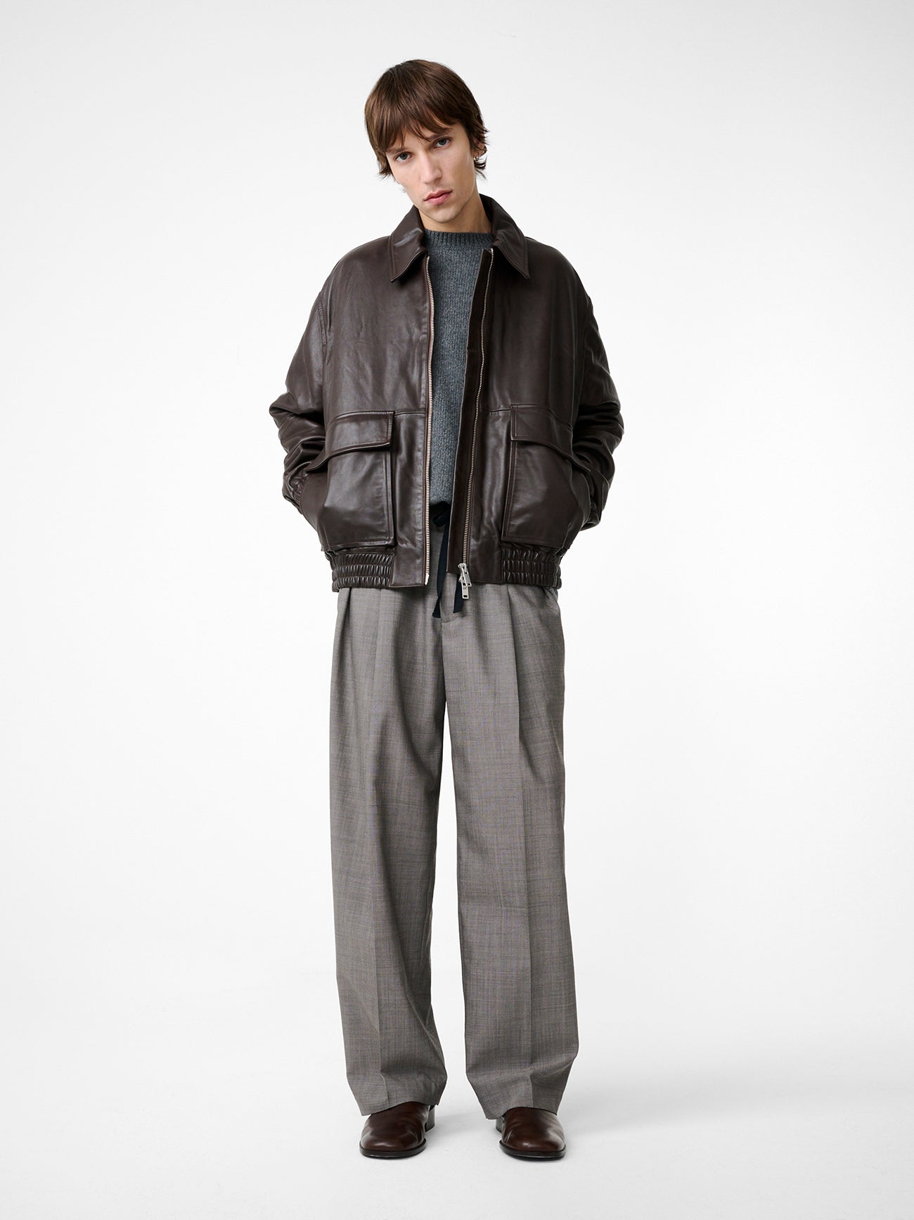 Piston Leather Jacket in Brown - Studio Nicholson