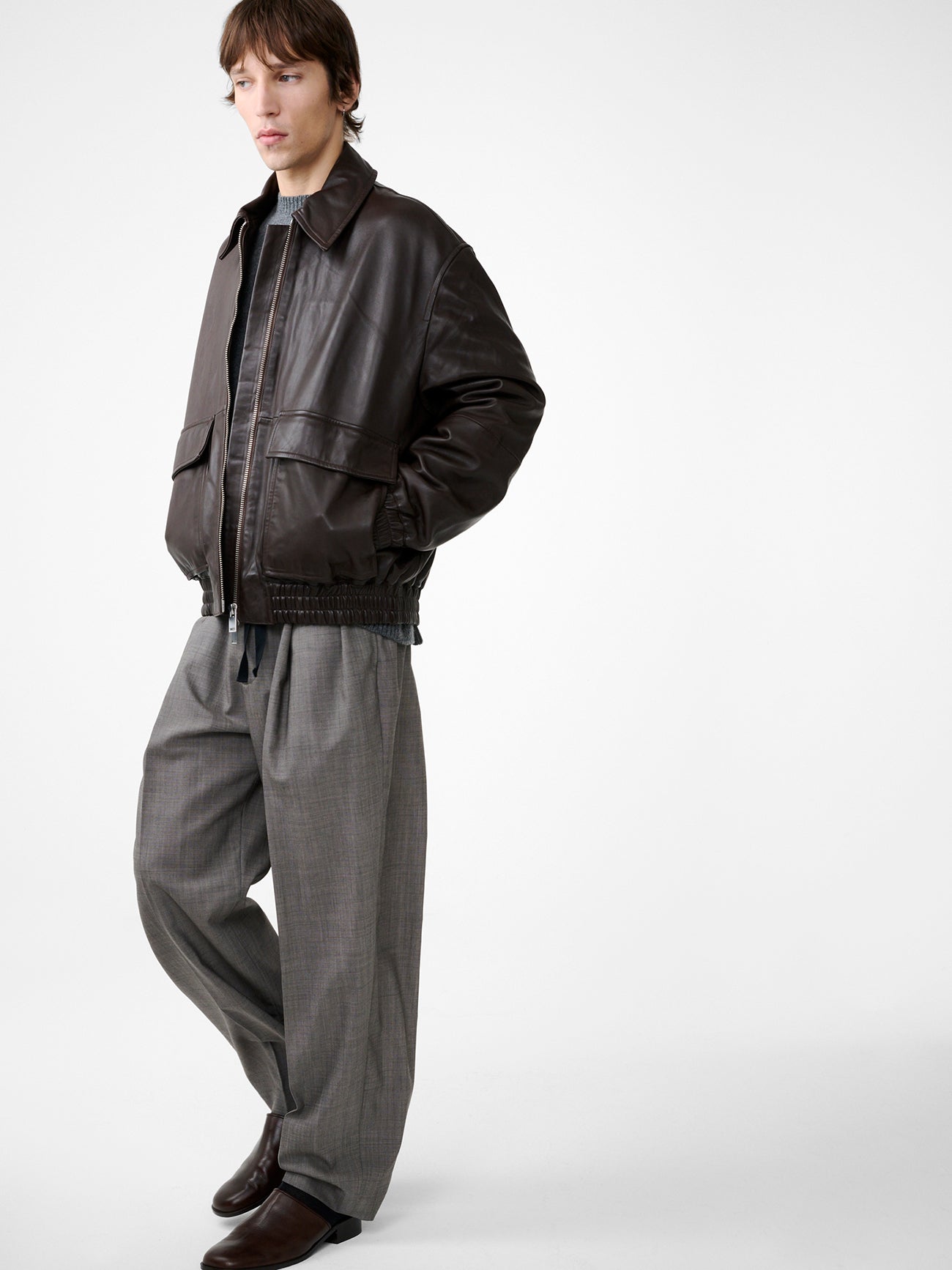 Piston Leather Jacket in Brown - Studio Nicholson
