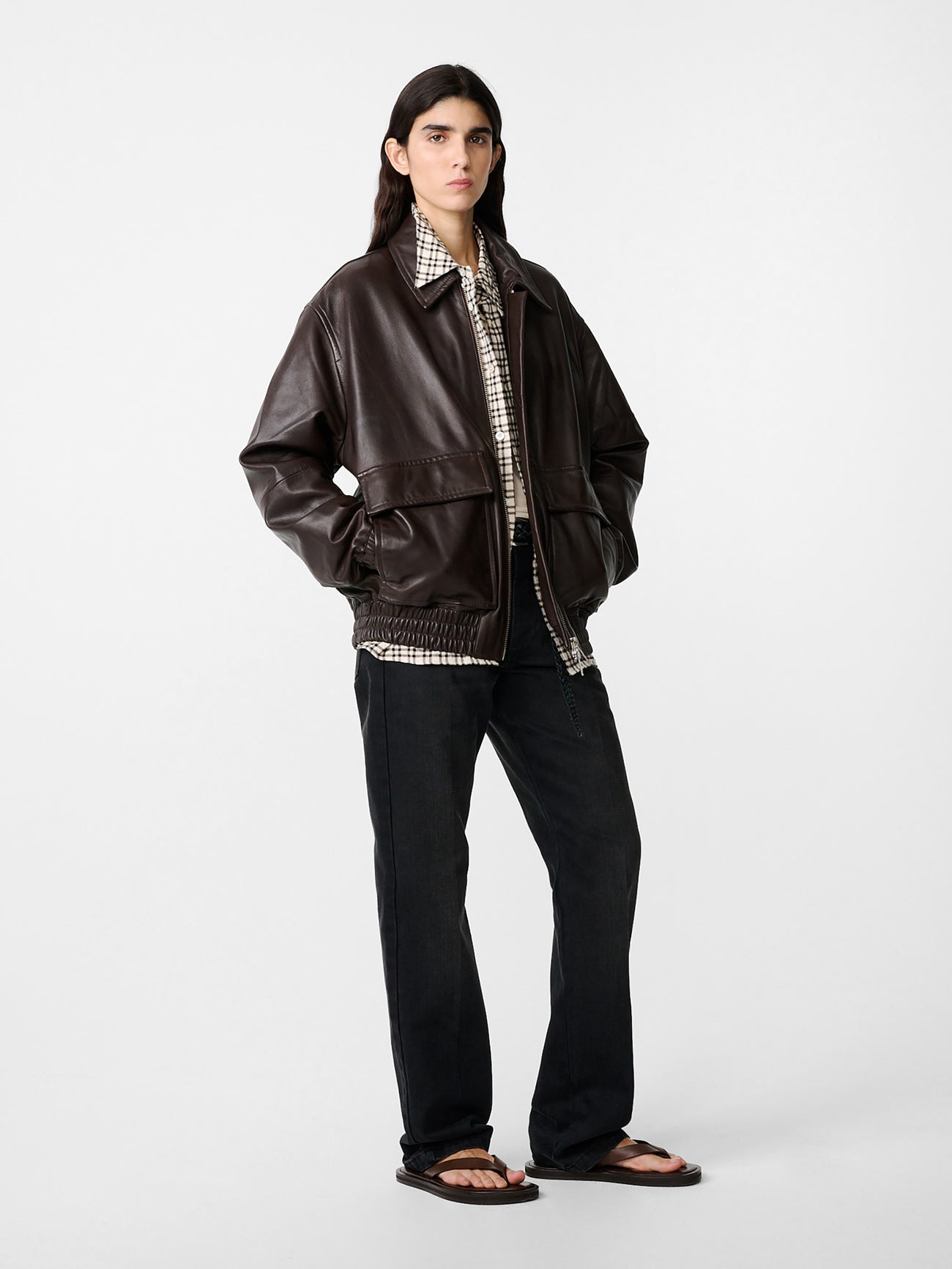 Piston Leather Jacket in Brown - Studio Nicholson