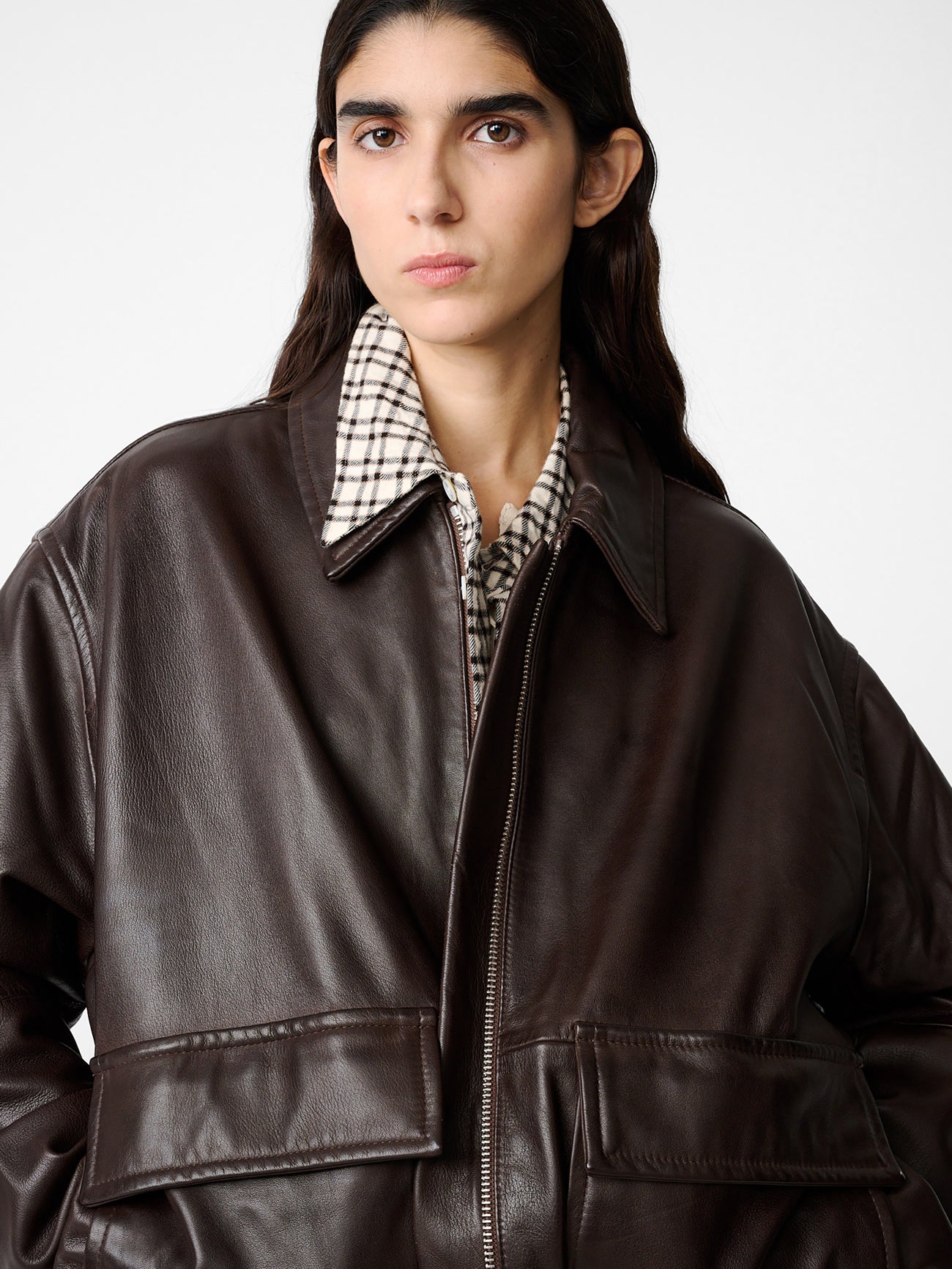 Piston Leather Jacket in Brown - Studio Nicholson
