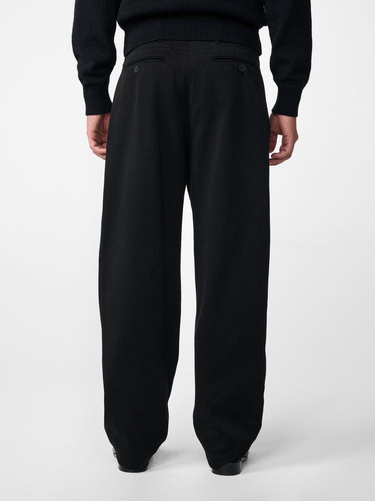 Poole Pleated Twill Pant in Balck