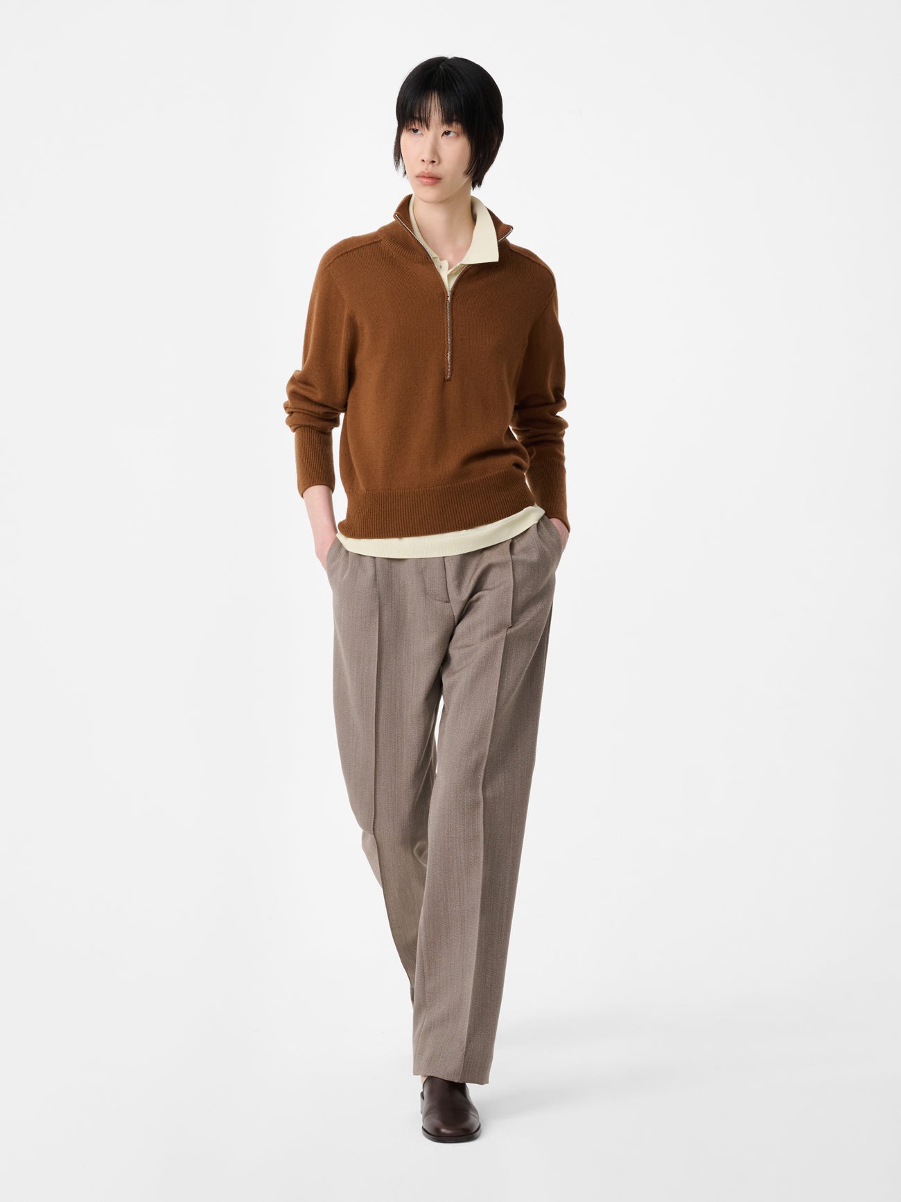 Quarte Tailored Pant in Bark Melange