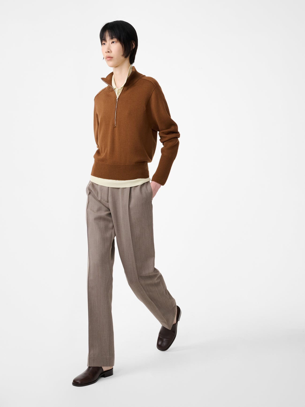 Quarte Tailored Pant in Bark Melange