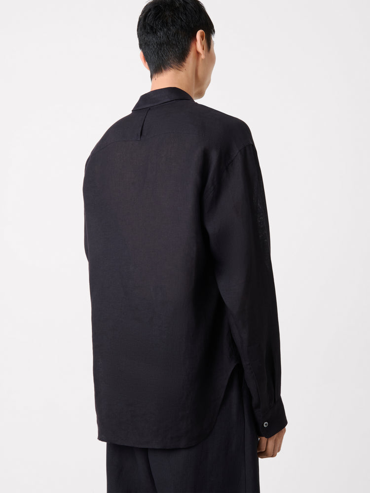 Rafe Linen Shirt in Darkest Navy
