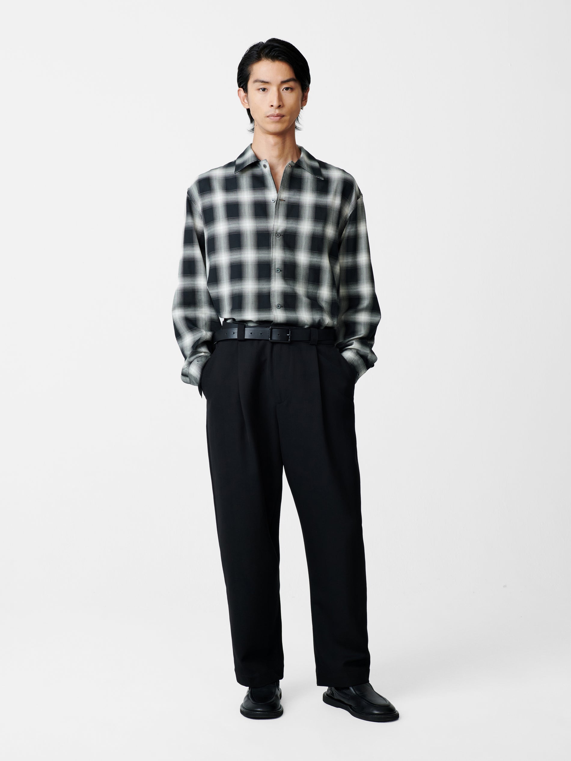 Ray Shirt in Black / Ecru Check - Studio Nicholson