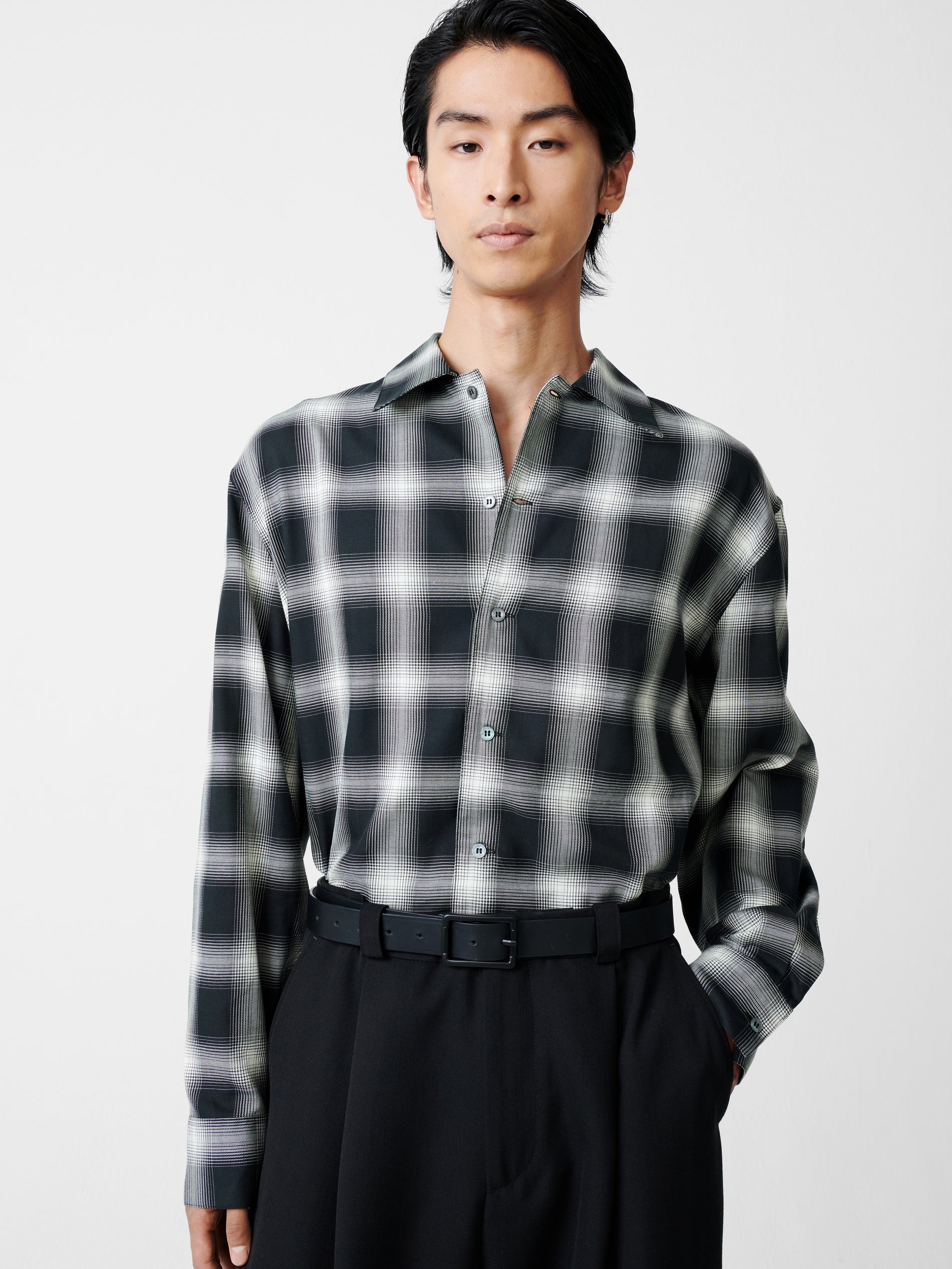 Ray Shirt in Black / Ecru Check - Studio Nicholson