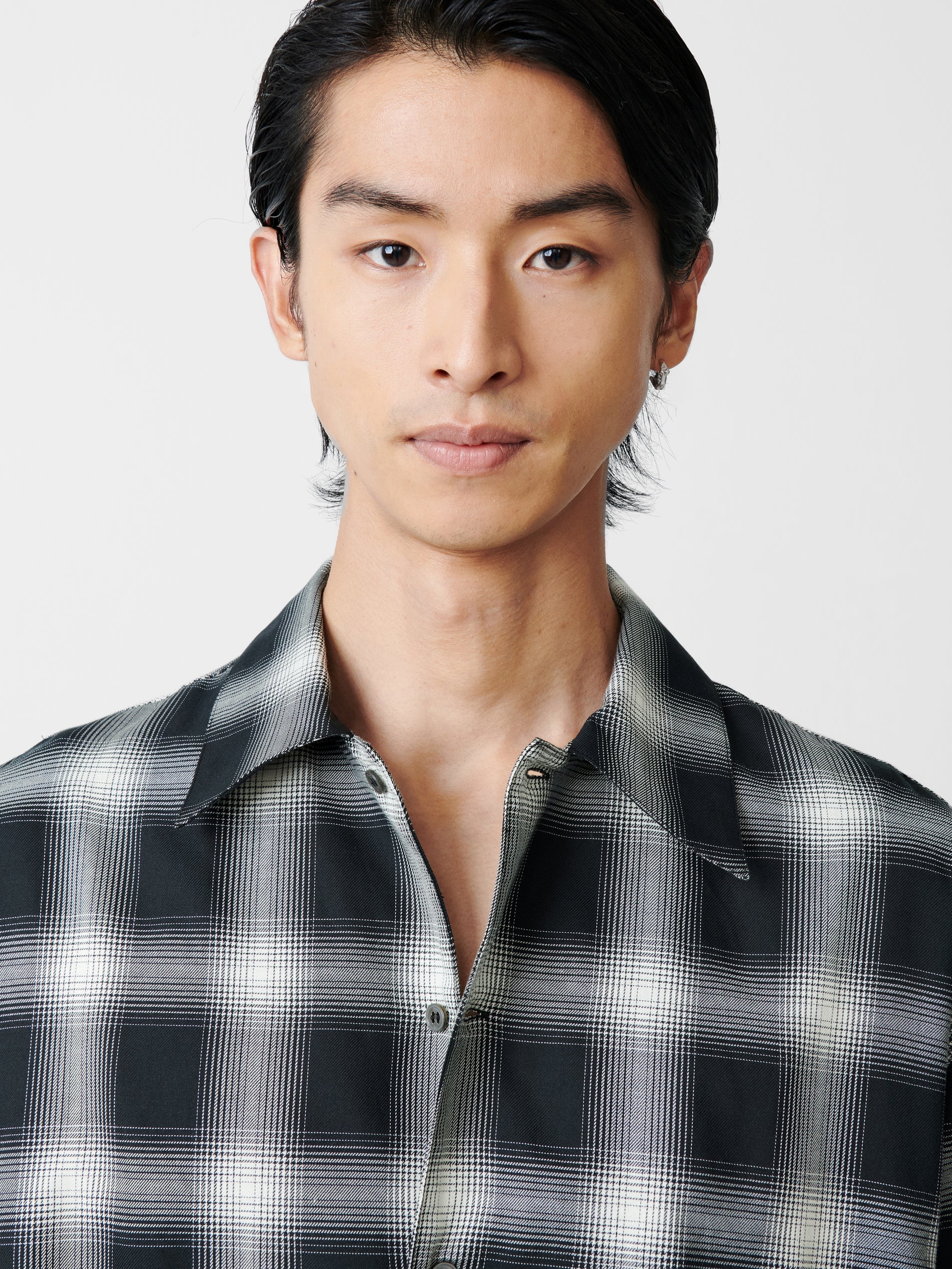 Ray Shirt in Black / Ecru Check - Studio Nicholson
